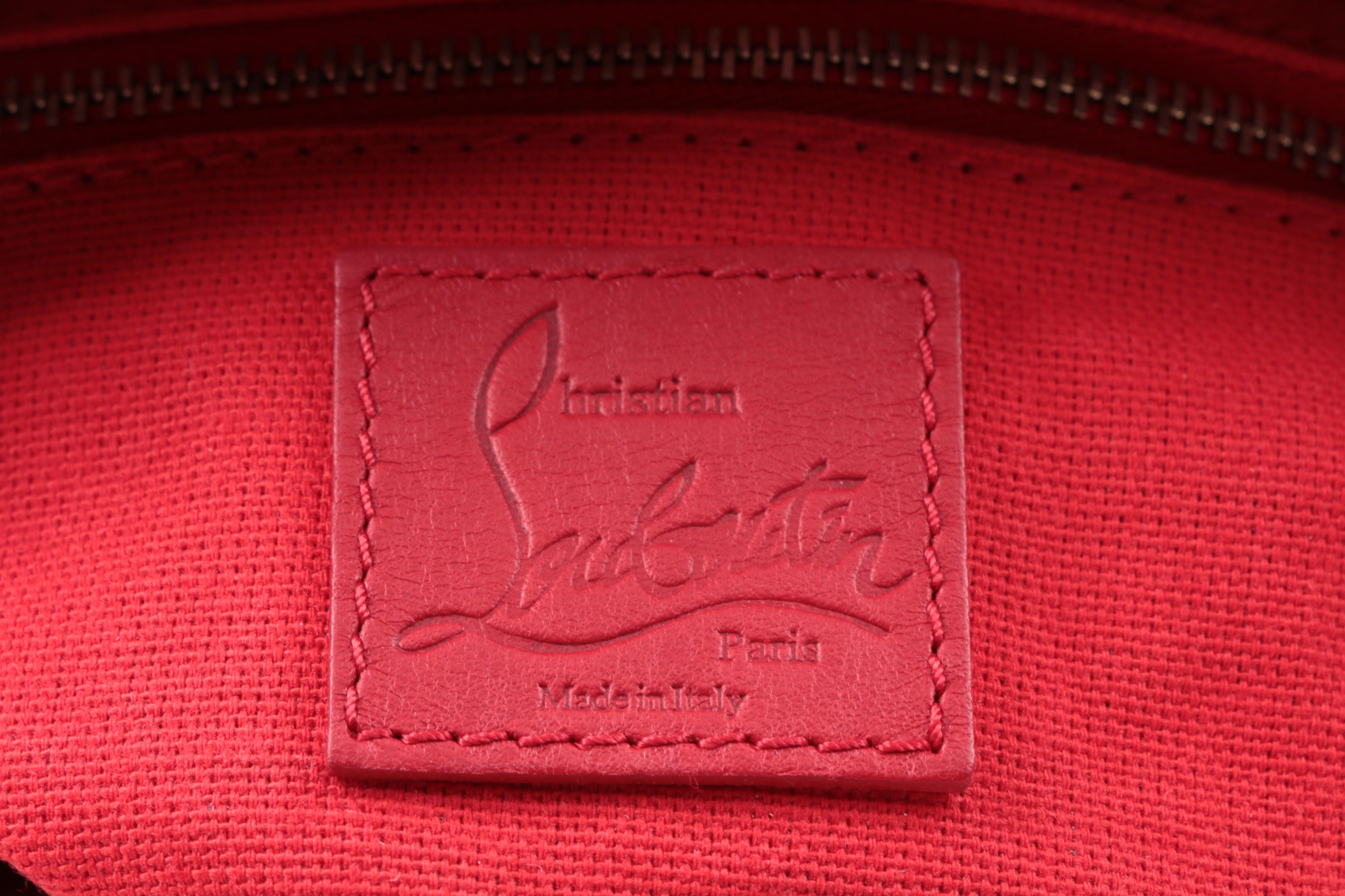 Christian Louboutin Lolita “Madagascar” Fabric Purse with Gold Tone Chain Handle