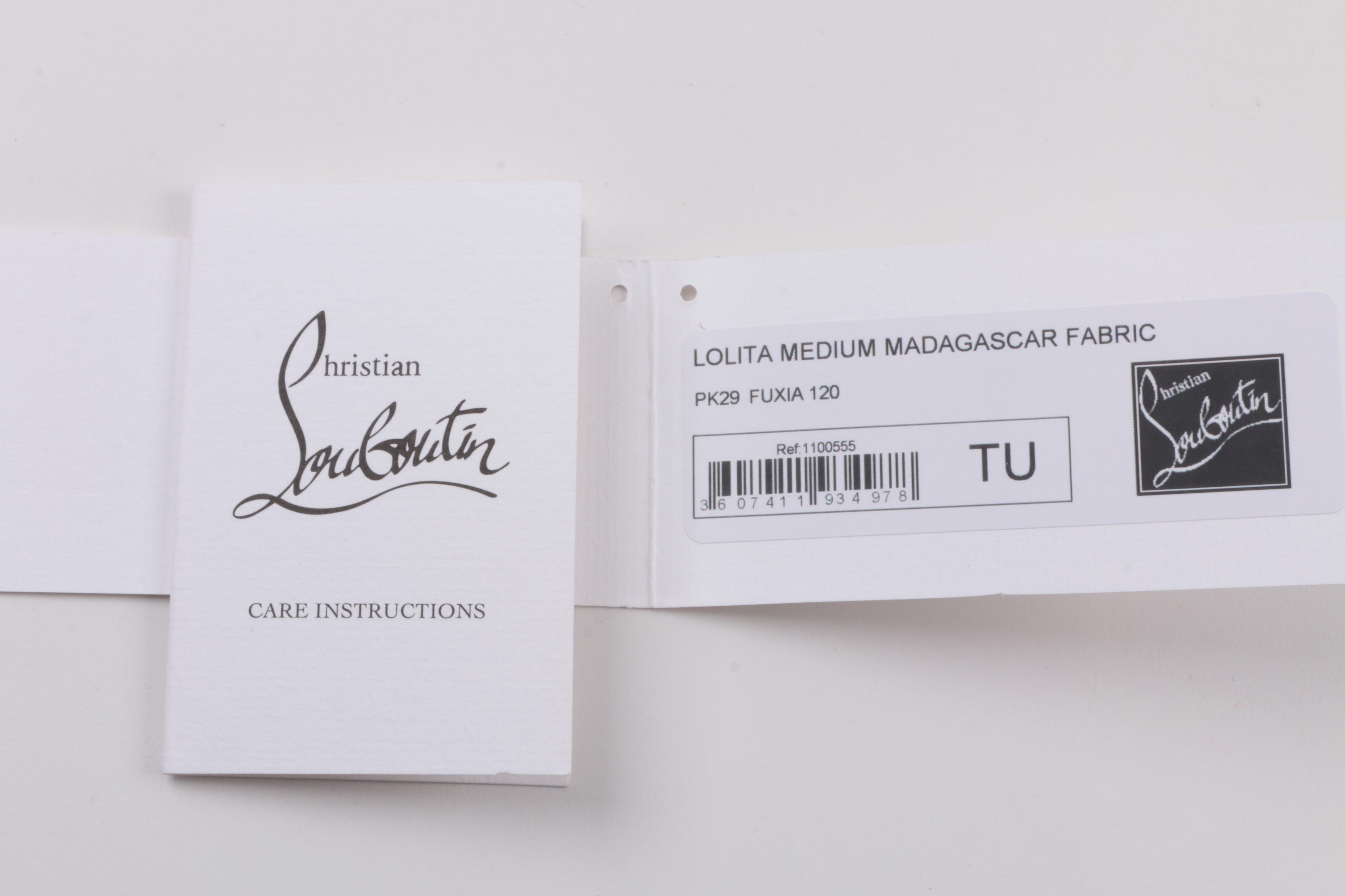 Christian Louboutin Lolita “Madagascar” Fabric Purse with Gold Tone Chain Handle