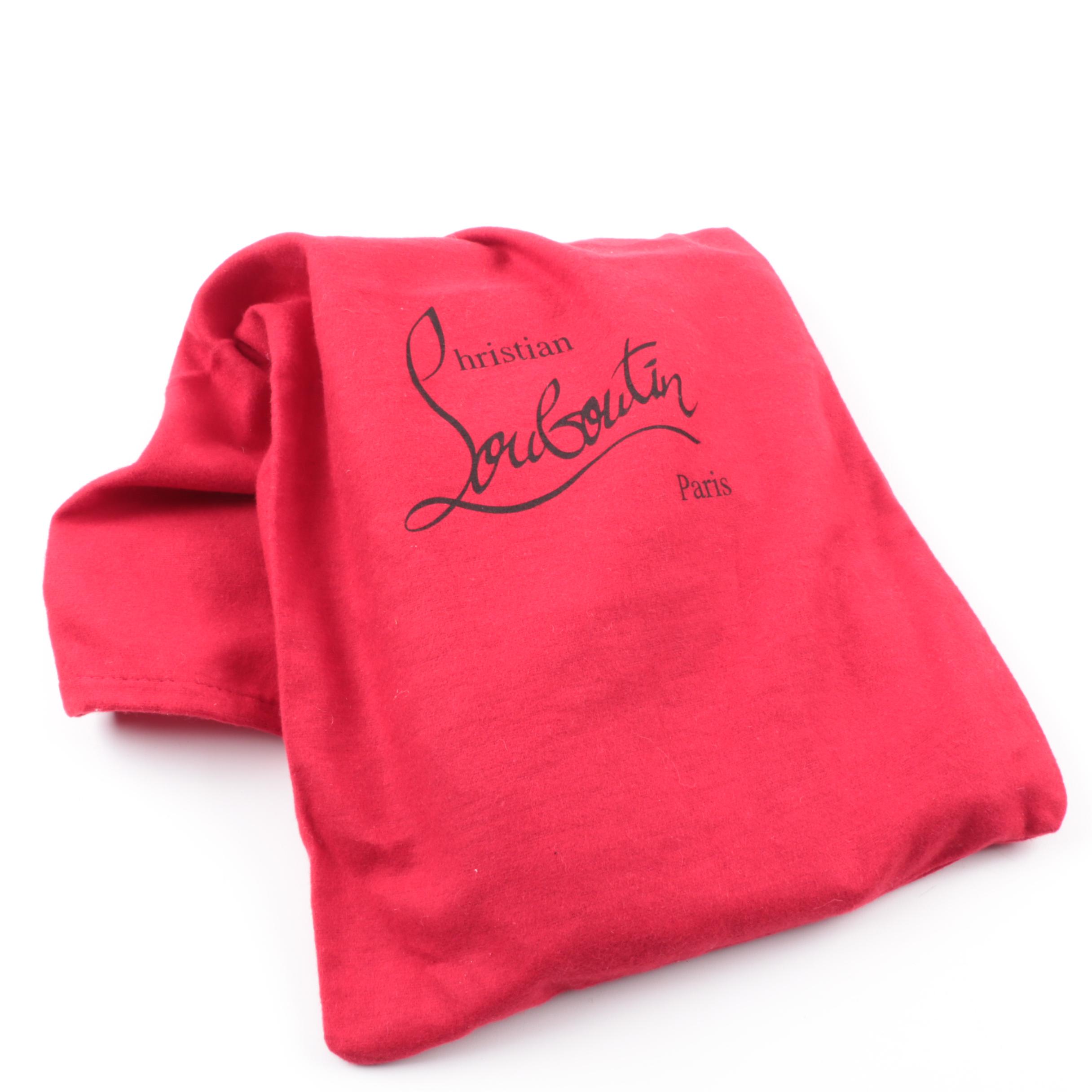 Christian Louboutin Lolita “Madagascar” Fabric Purse with Gold Tone Chain Handle