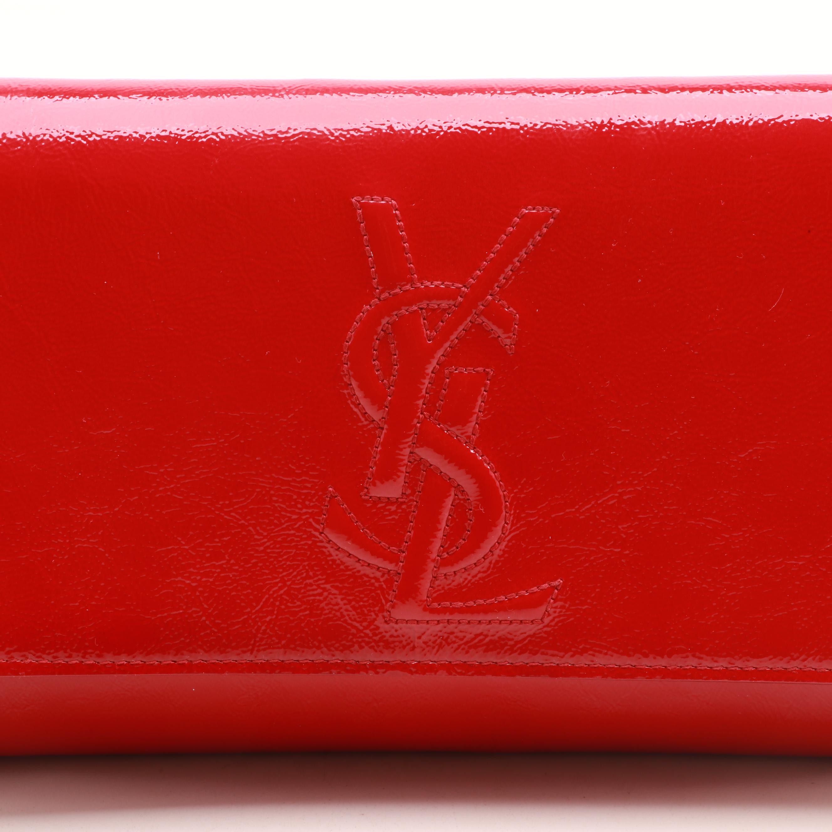 Yves Saint Laurent Sac De Jour Red Patent Leather Clutch
