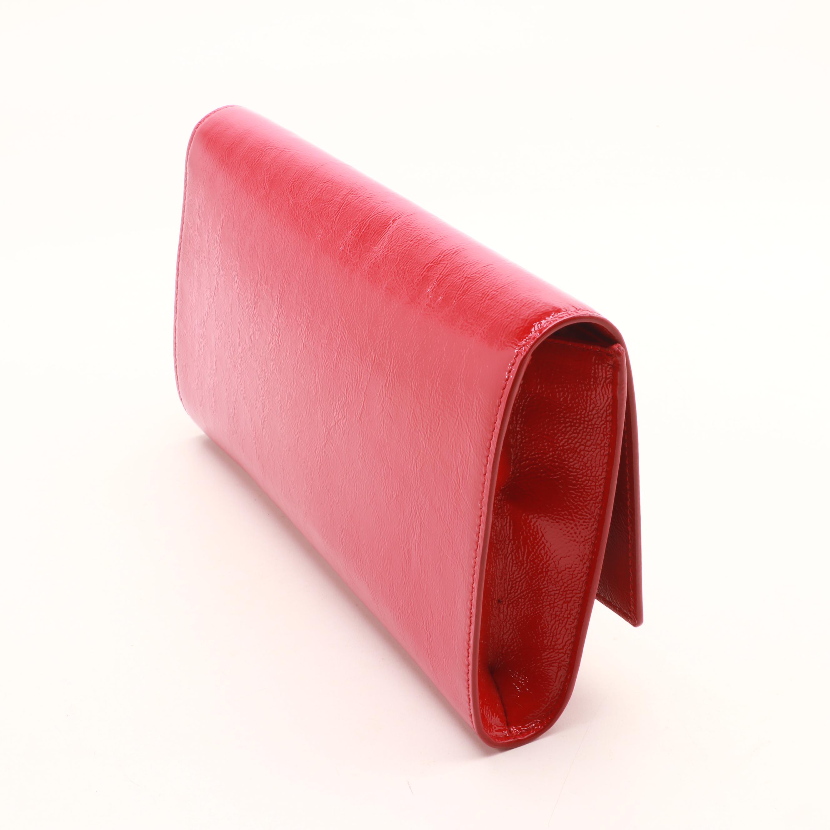 Yves Saint Laurent Sac De Jour Red Patent Leather Clutch