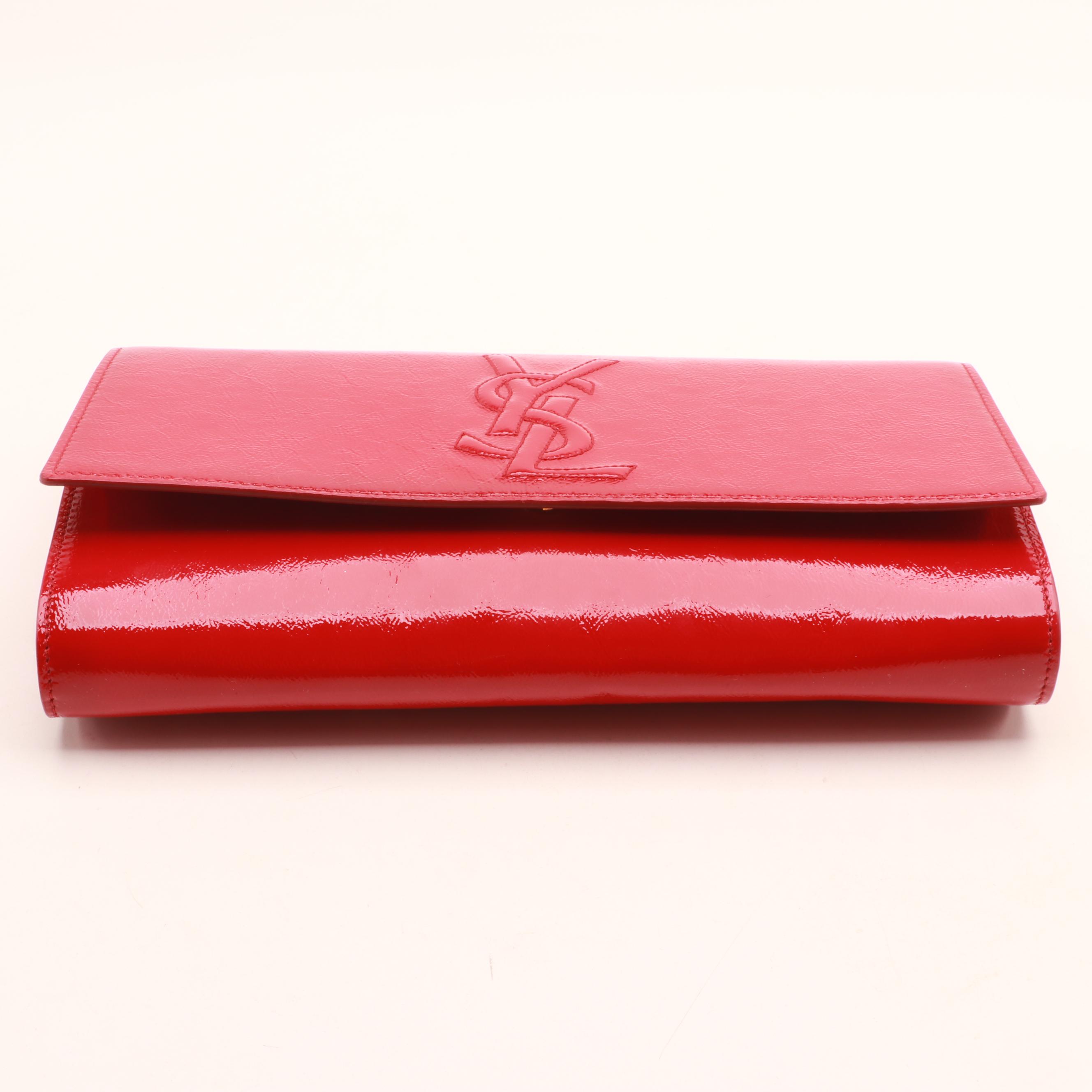 Yves Saint Laurent Sac De Jour Red Patent Leather Clutch