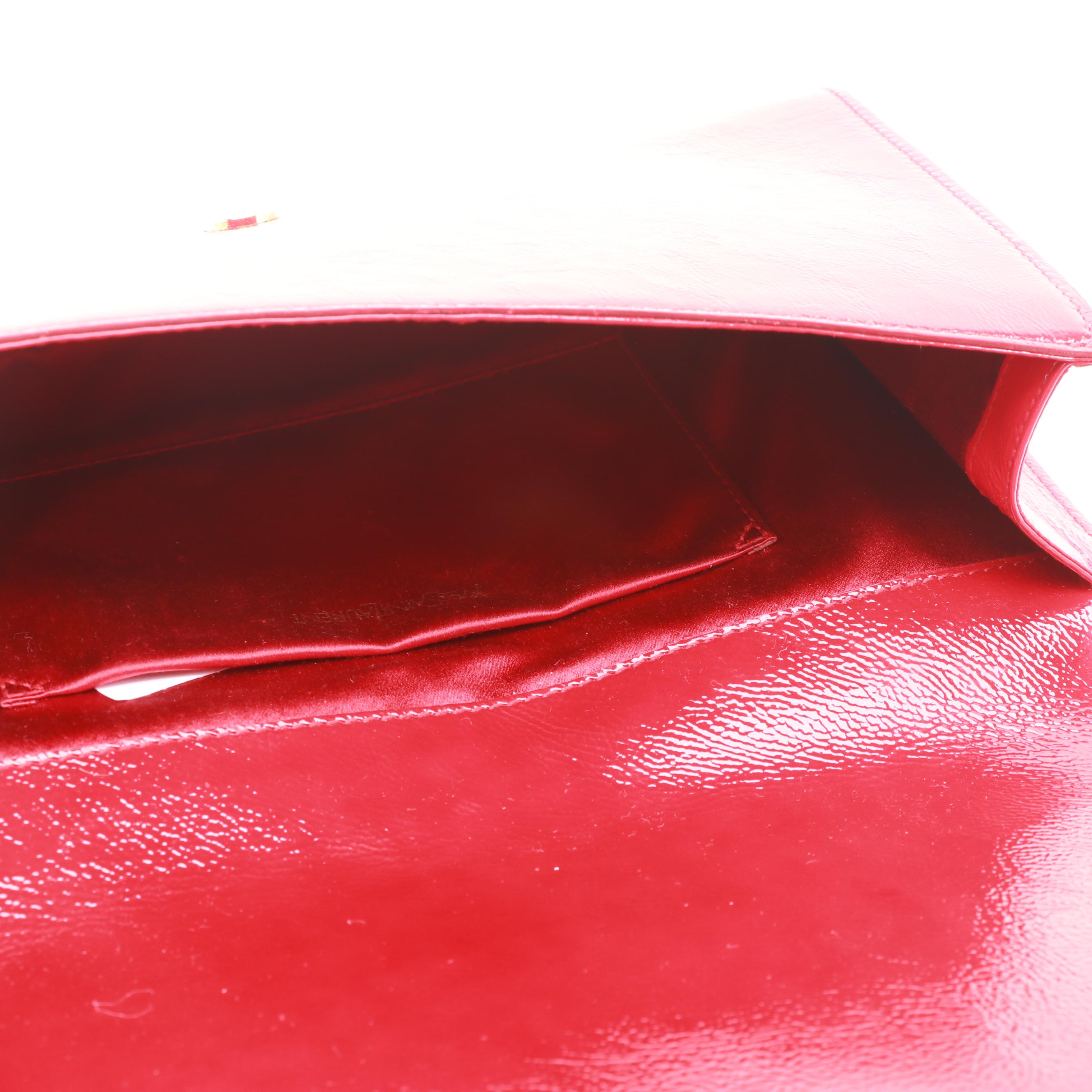Yves Saint Laurent Sac De Jour Red Patent Leather Clutch