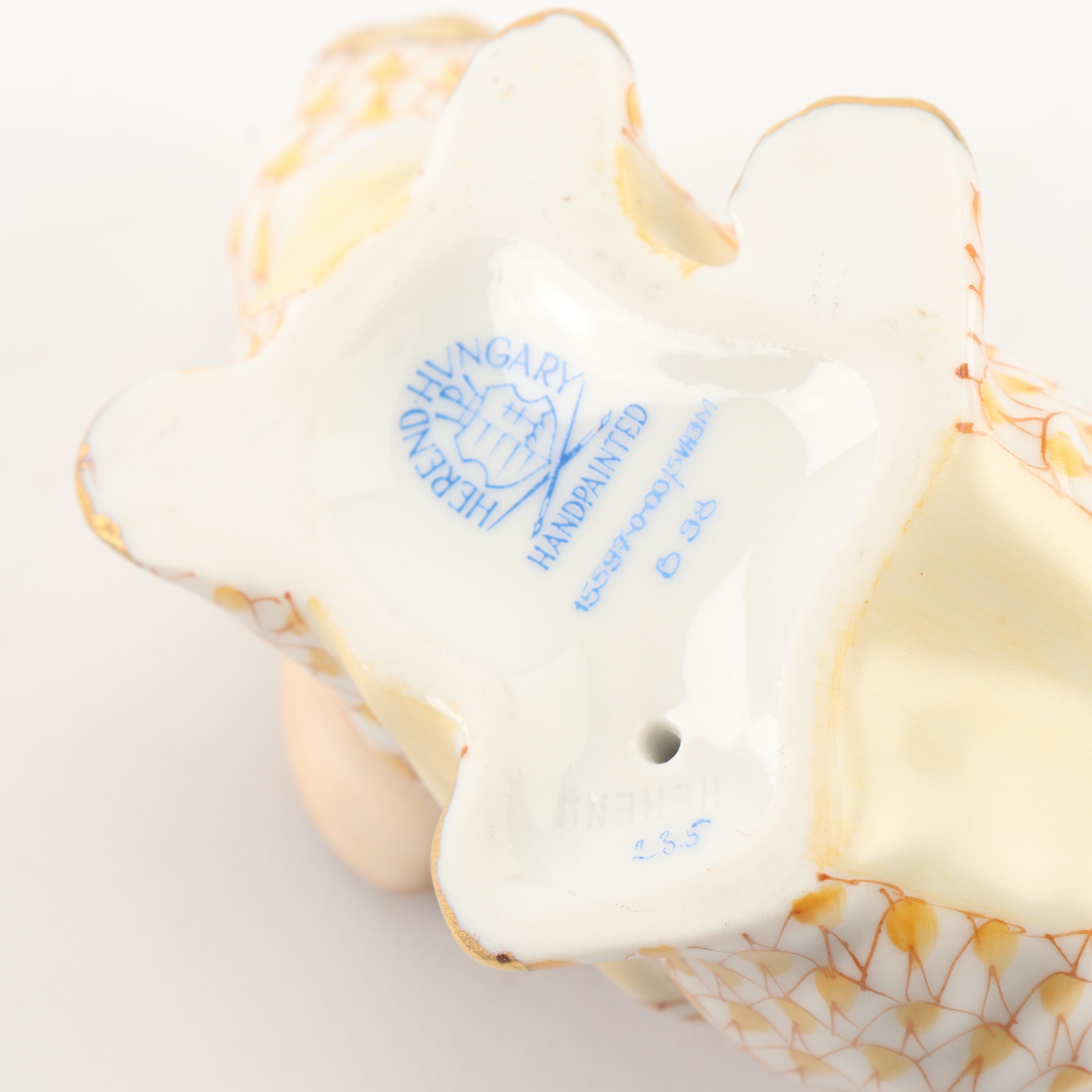 Herend Hand-Painted Porcelain "Crouching Bunny" Figurine