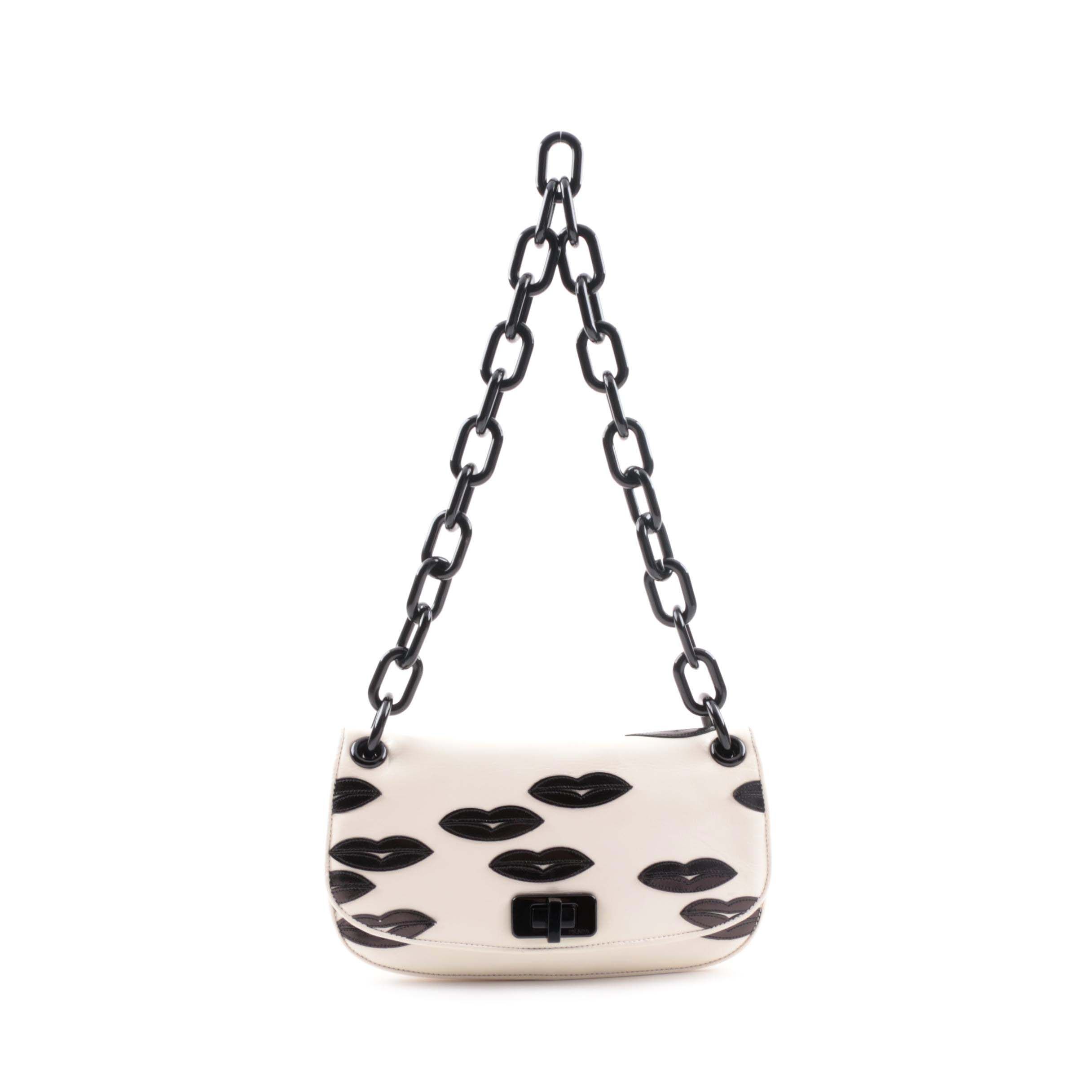 Prada Resort Collection 2012 Black Lips Leather Shoulder Bag