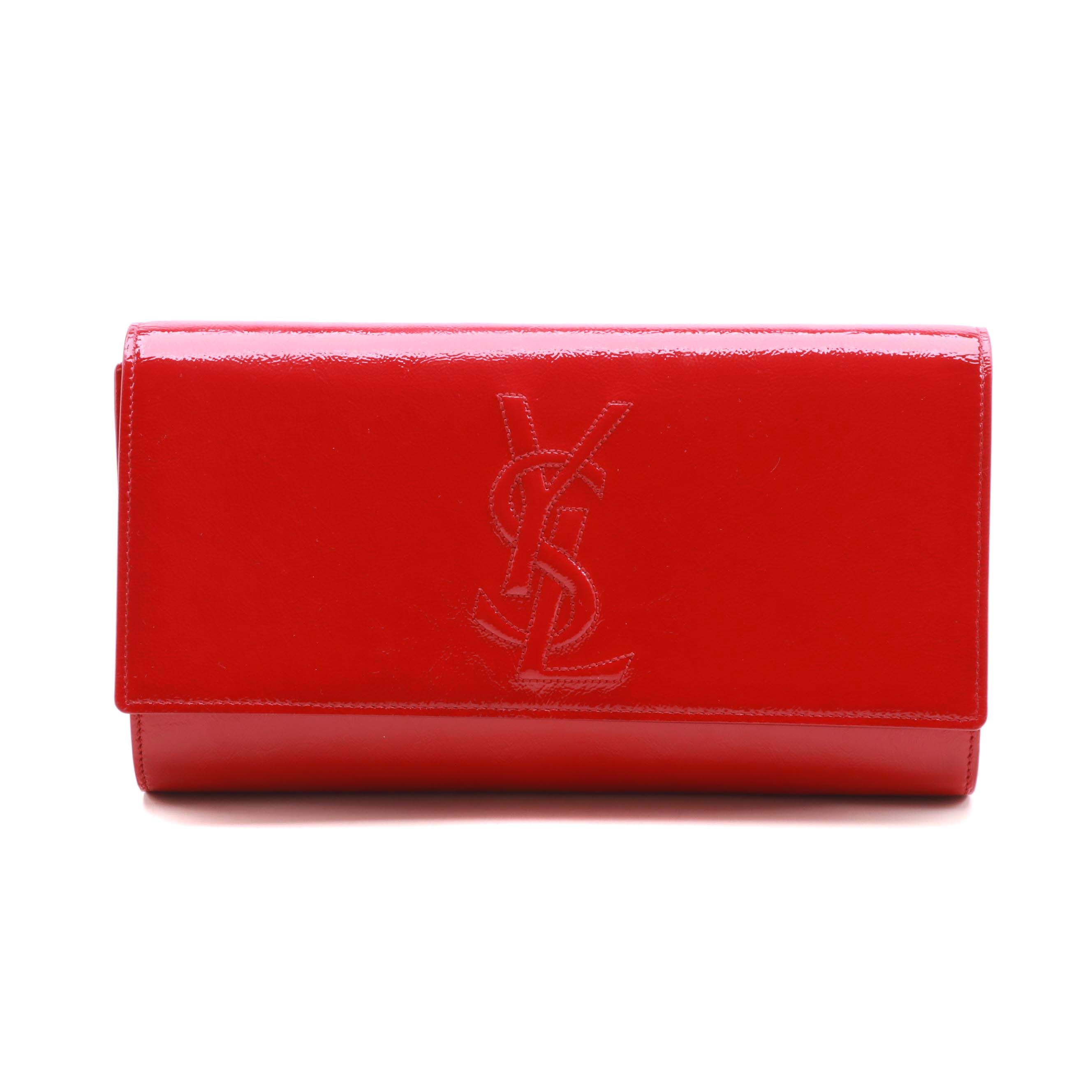 Yves Saint Laurent Sac De Jour Red Patent Leather Clutch