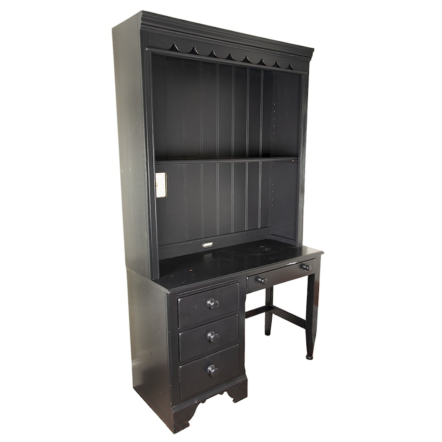 Black Painted Desk with Hutch by Lexington