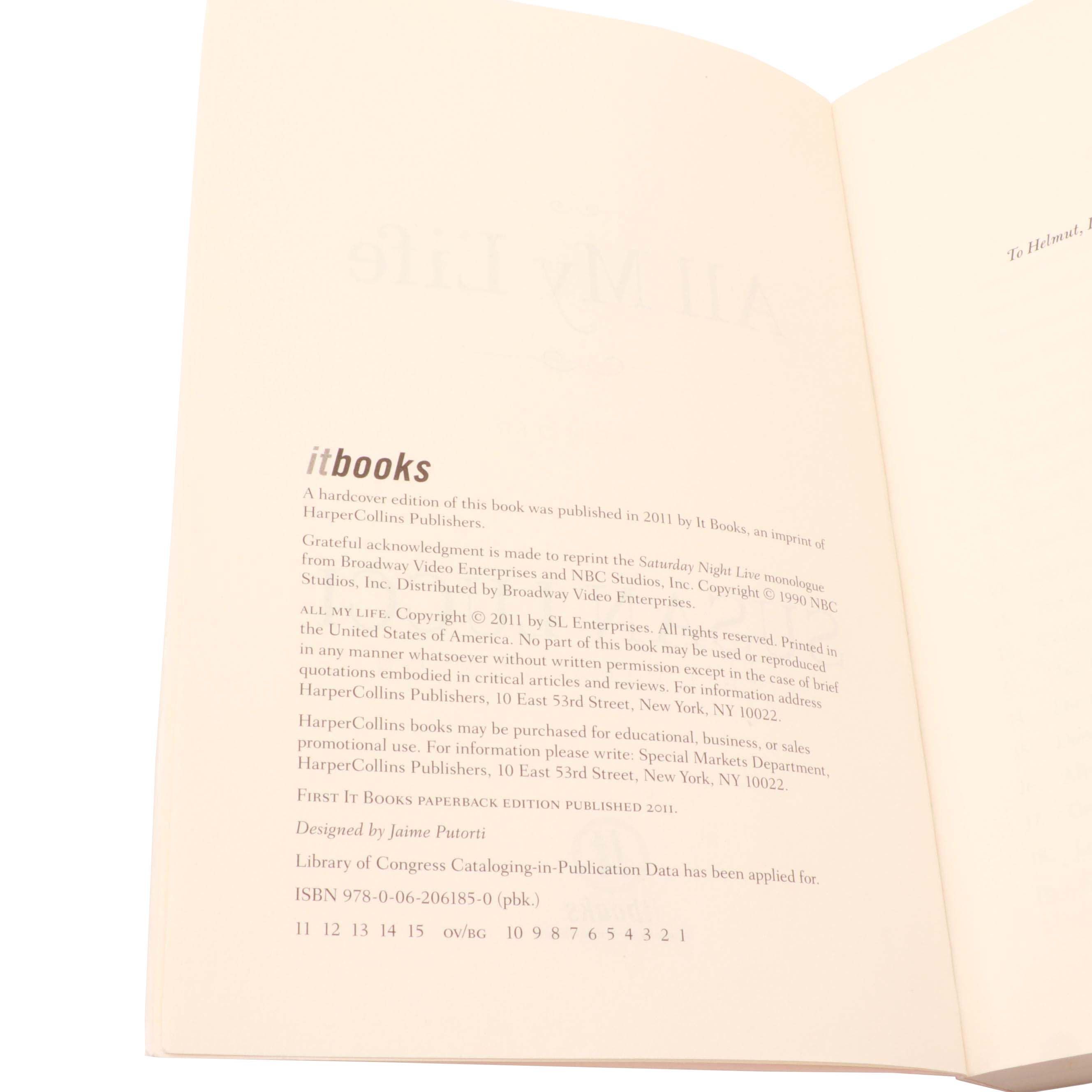 2011 Autographed and Inscribed "All My Life A Memoir " by Susan Lucci