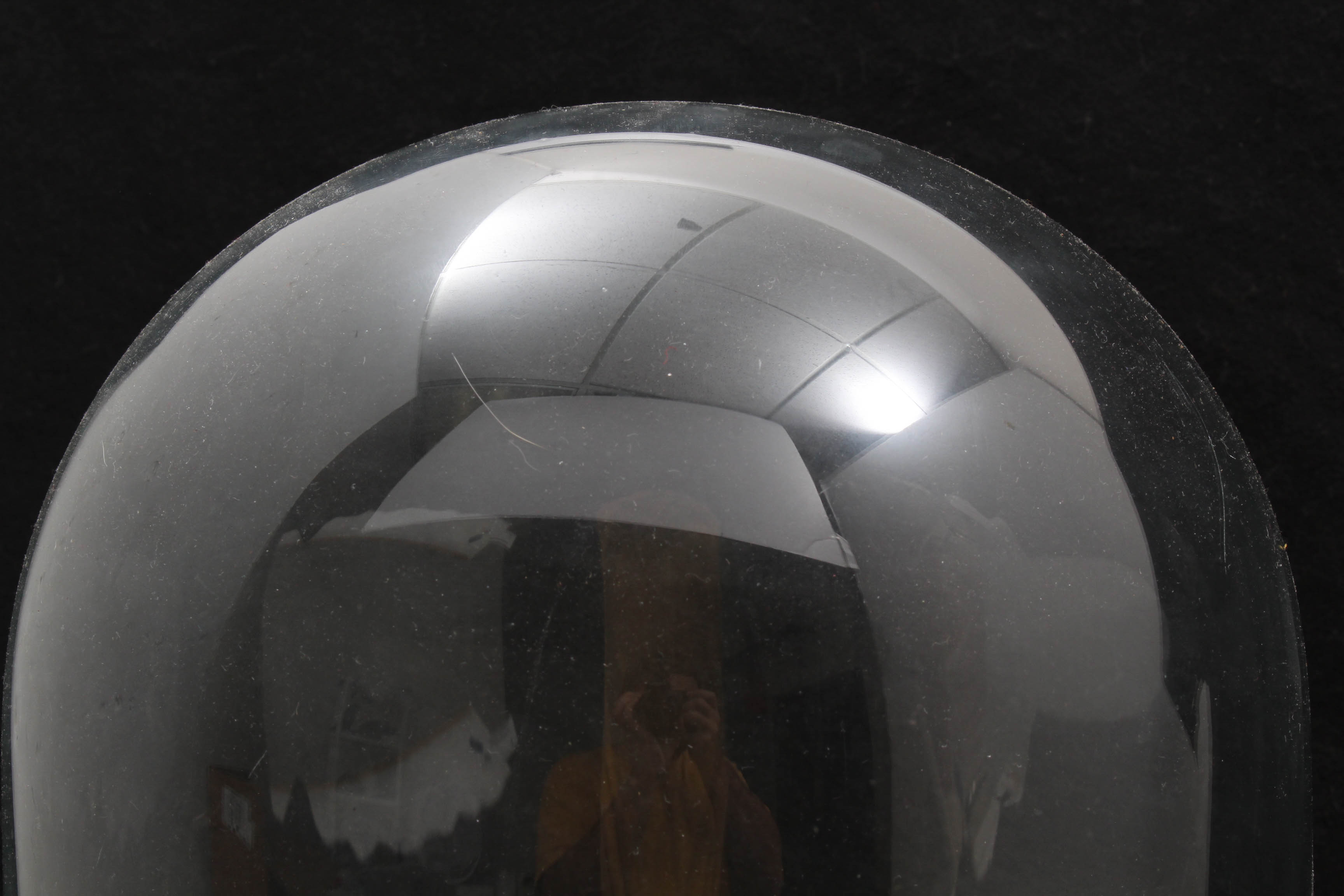 Victorian Era Glass Doll Cloche with Walnut Base