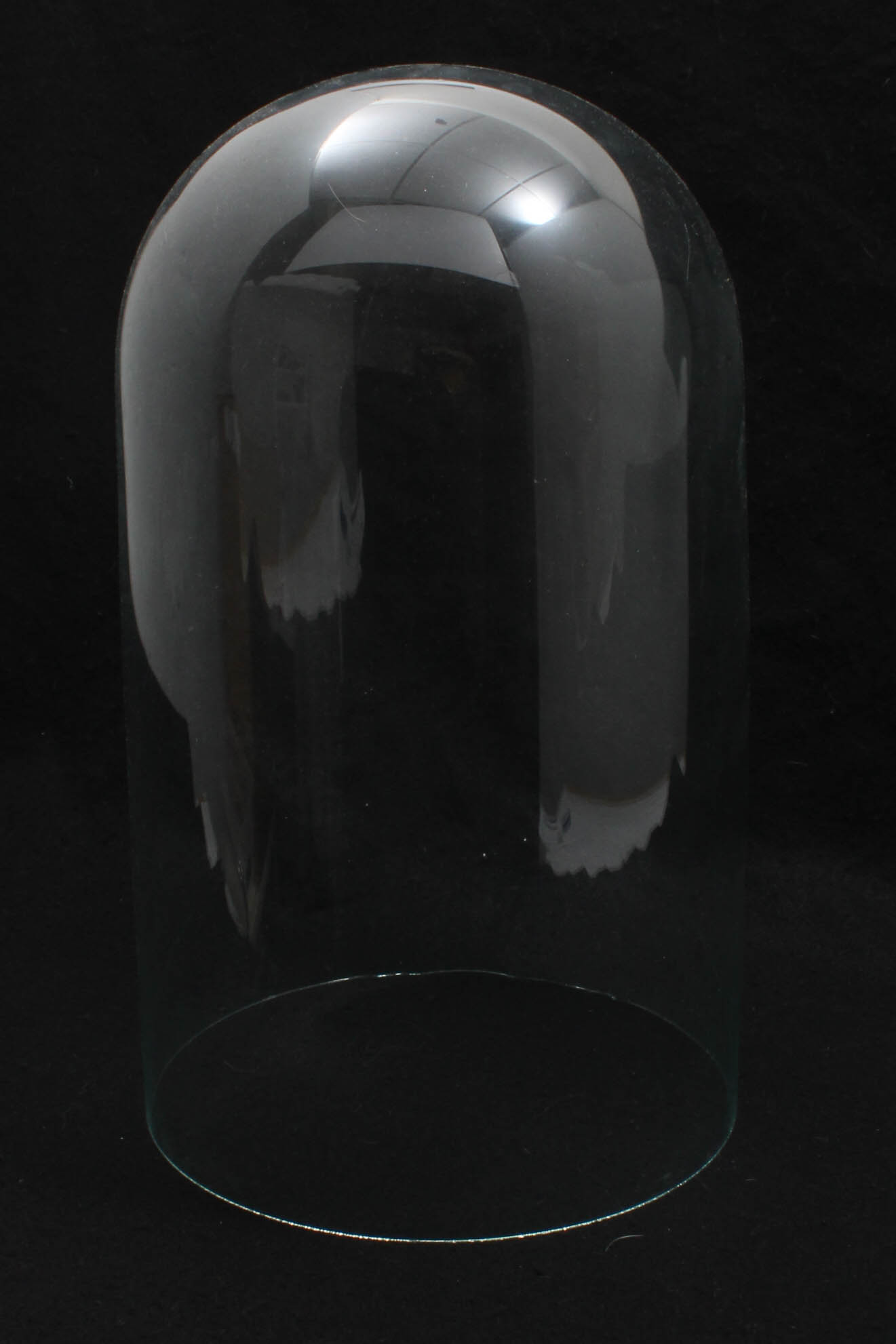 Victorian Era Glass Doll Cloche with Walnut Base