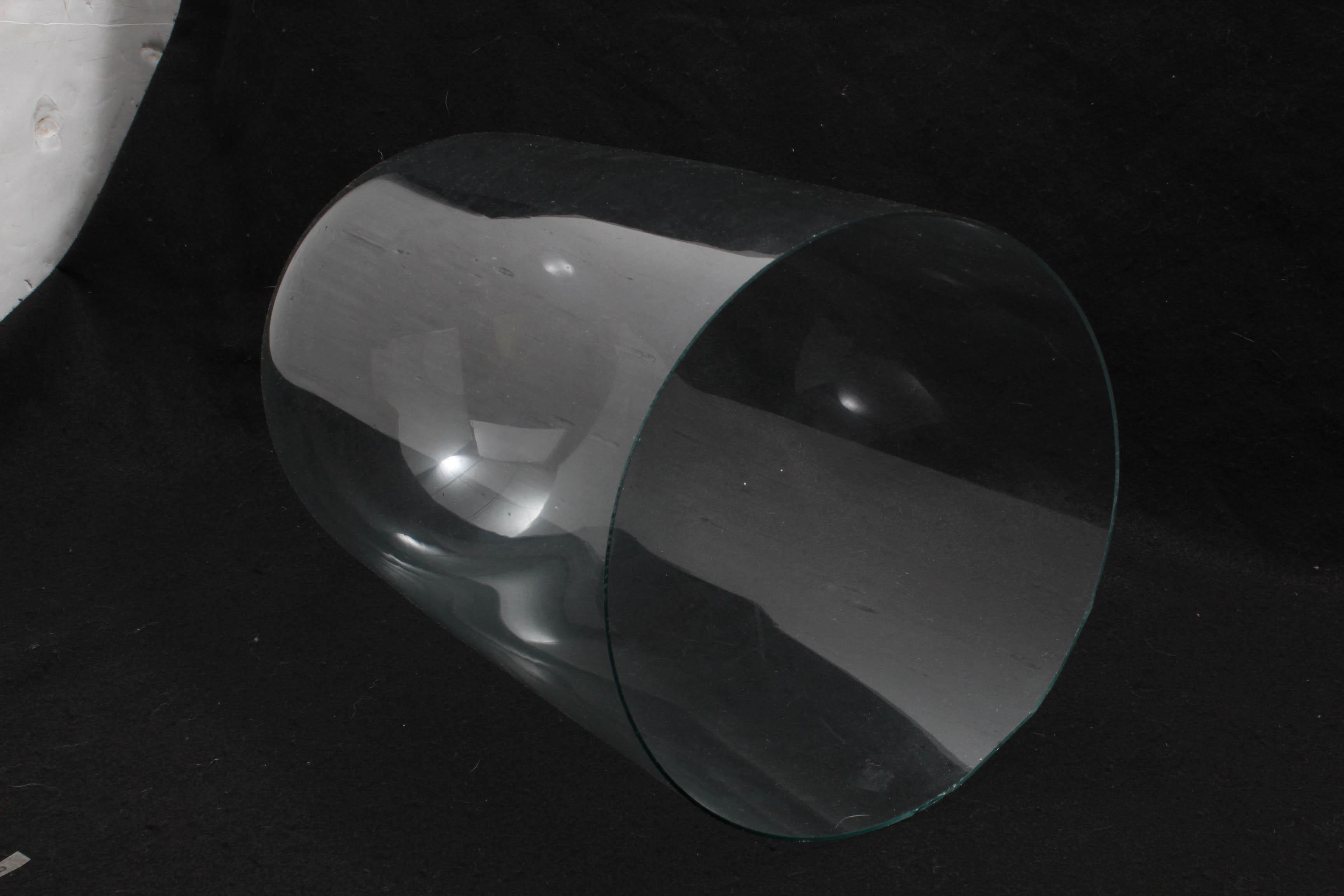 Victorian Era Glass Doll Cloche with Walnut Base