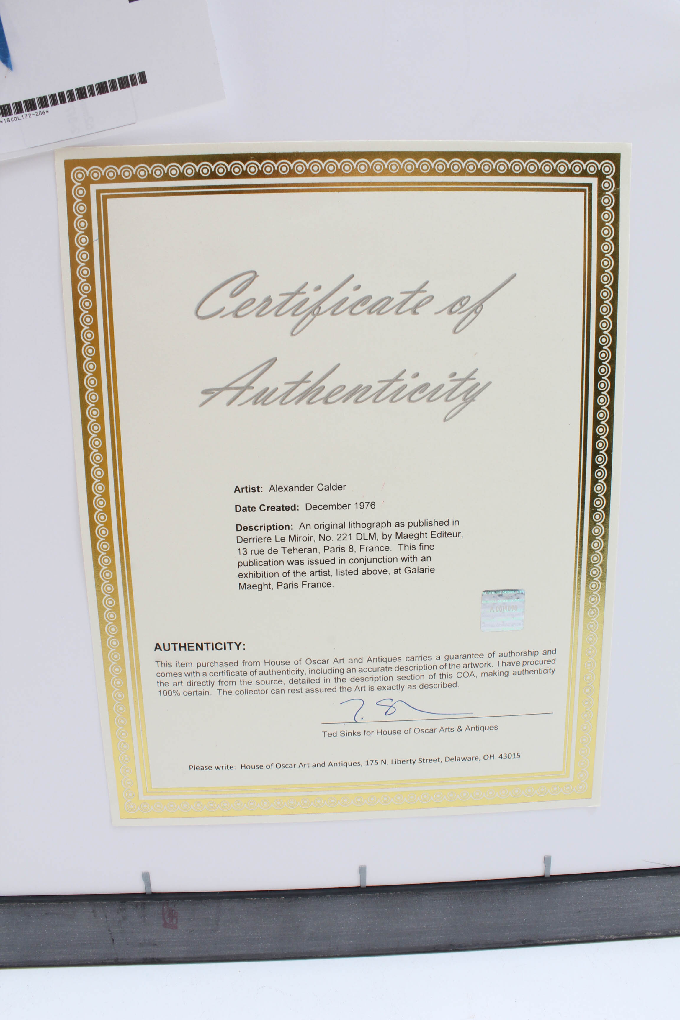 Alexander Calder Color Lithograph for "Derriere le Miroir"