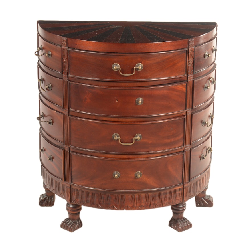 George III Style Mahogany Demilune Commode, Late 20th Century