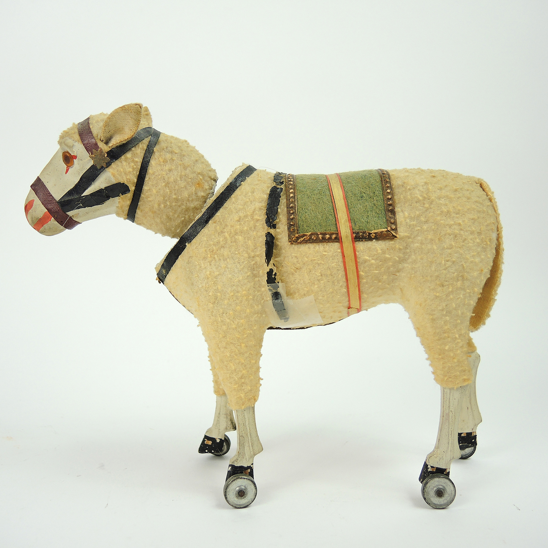 German Paper Mâché Sheep Pull Toy , 19th Century