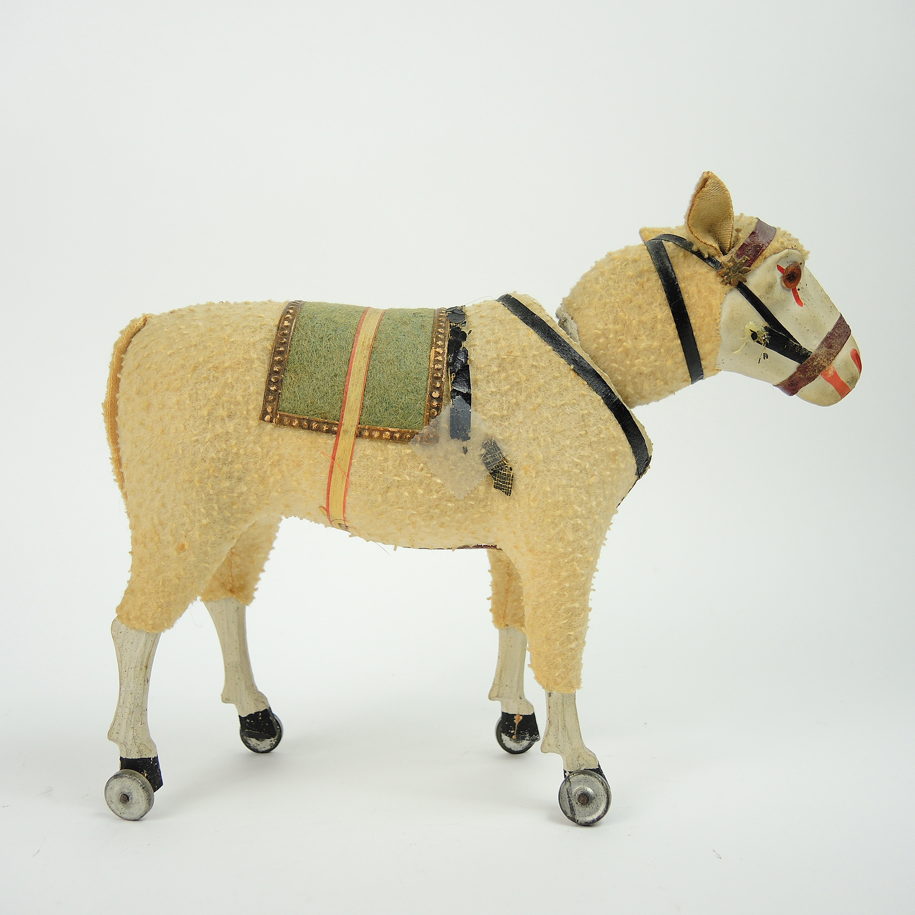German Paper Mâché Sheep Pull Toy , 19th Century