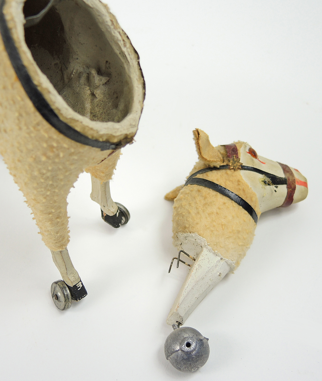 German Paper Mâché Sheep Pull Toy , 19th Century