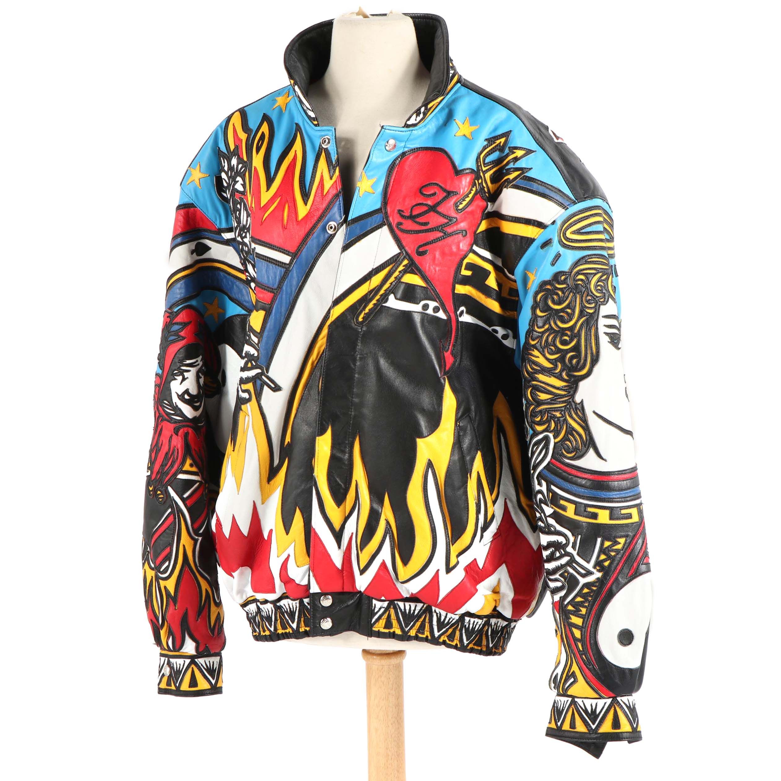 Men's 1990s Jeff Hamilton Limited Edition Custom Leather Art Jacket