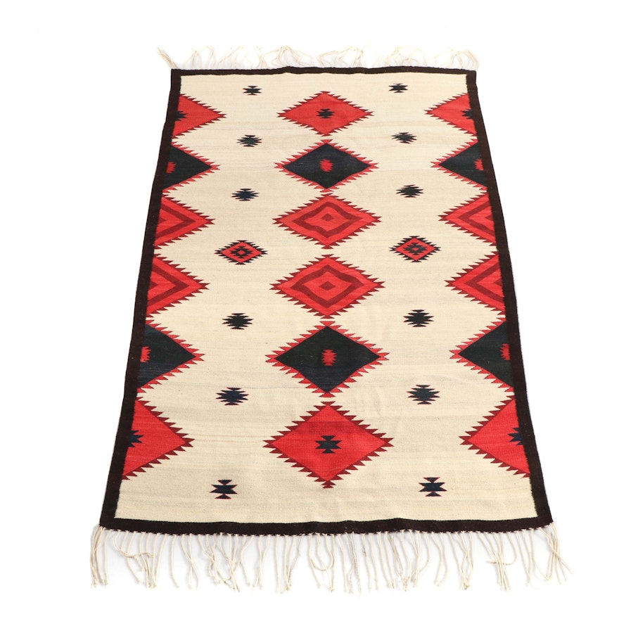 Handwoven Mexican Zapotec Wool Rug by Master Weaver Wence Martinez, 1989