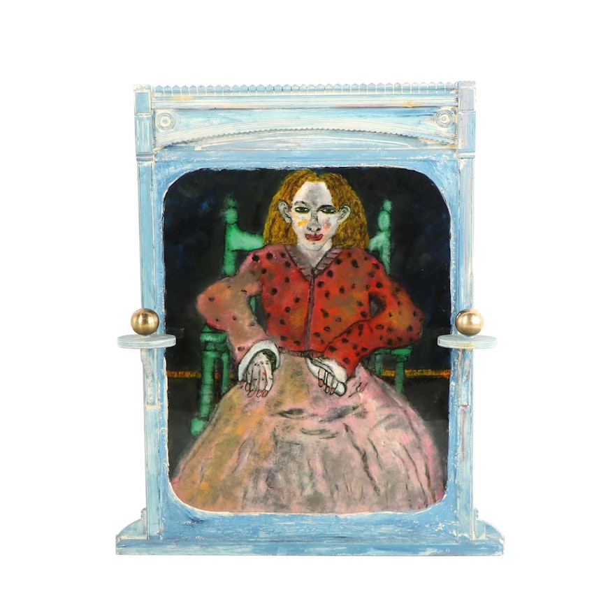 Gregory Grenon Painting on Acrylic Glass "I Sit Here"