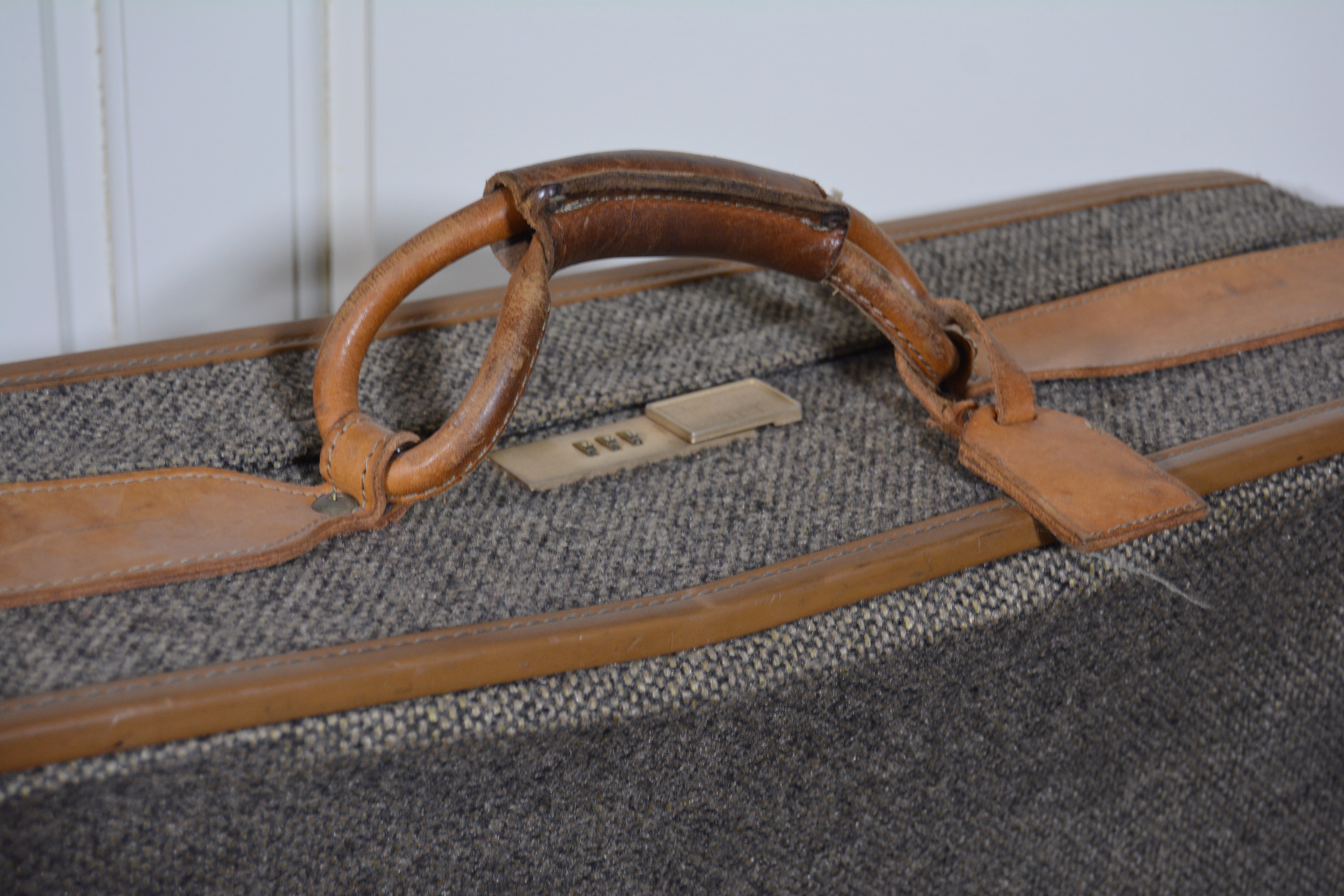Vintage Hartmann Tweed Wool and Leather Luggage and Carry-On Bag