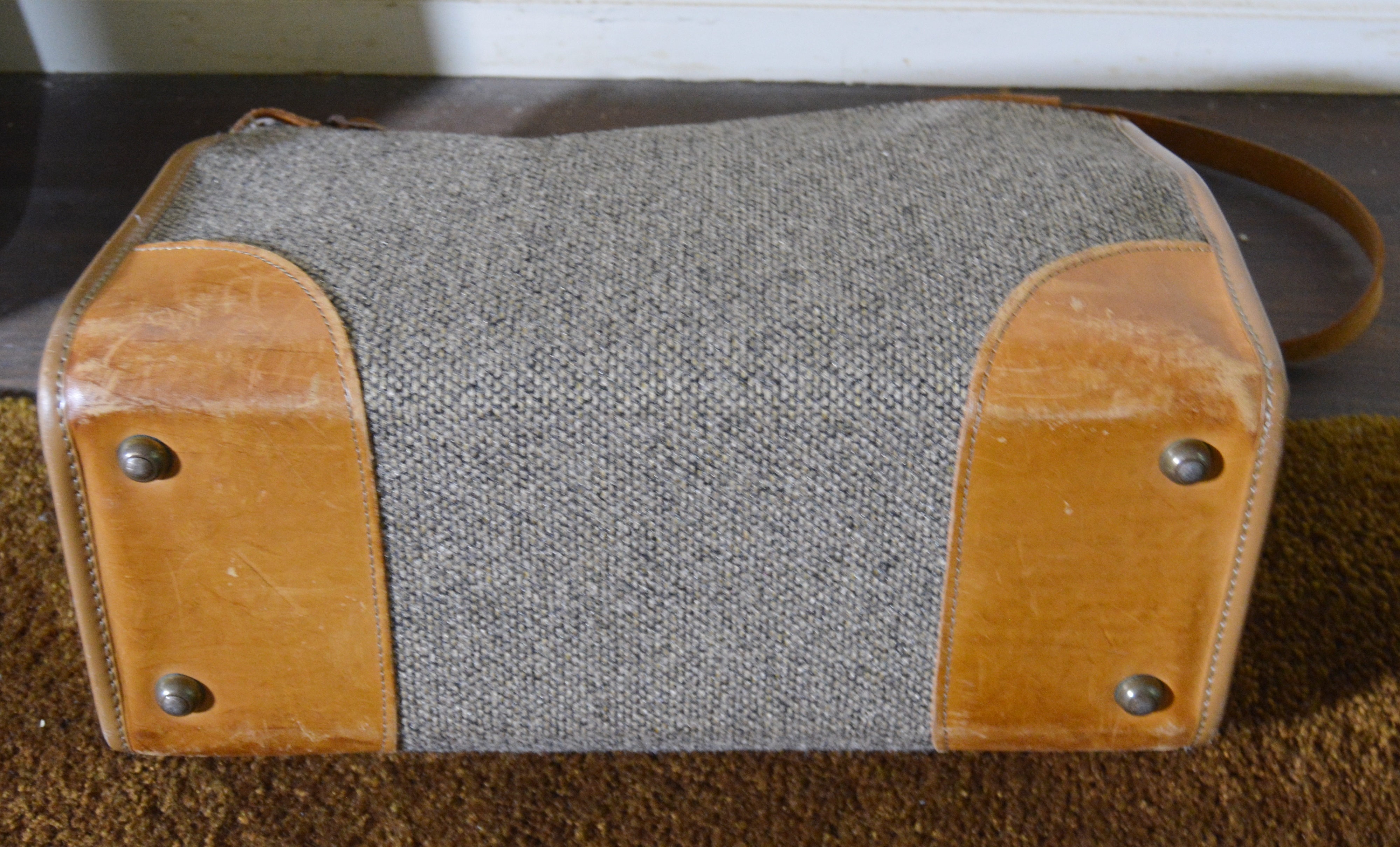 Vintage Hartmann Tweed Wool and Leather Luggage and Carry-On Bag