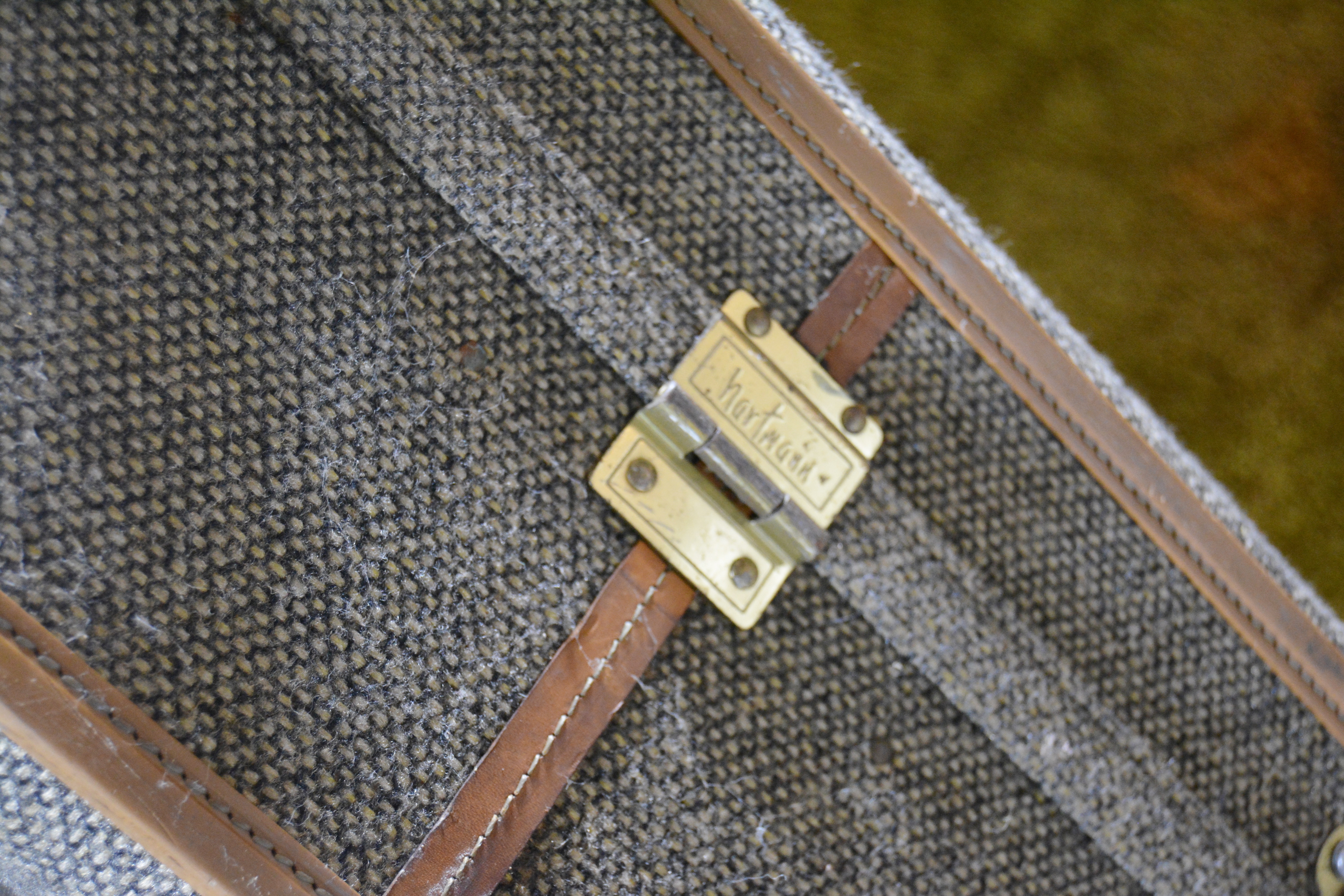 Vintage Hartmann Tweed Wool and Leather Luggage and Carry-On Bag