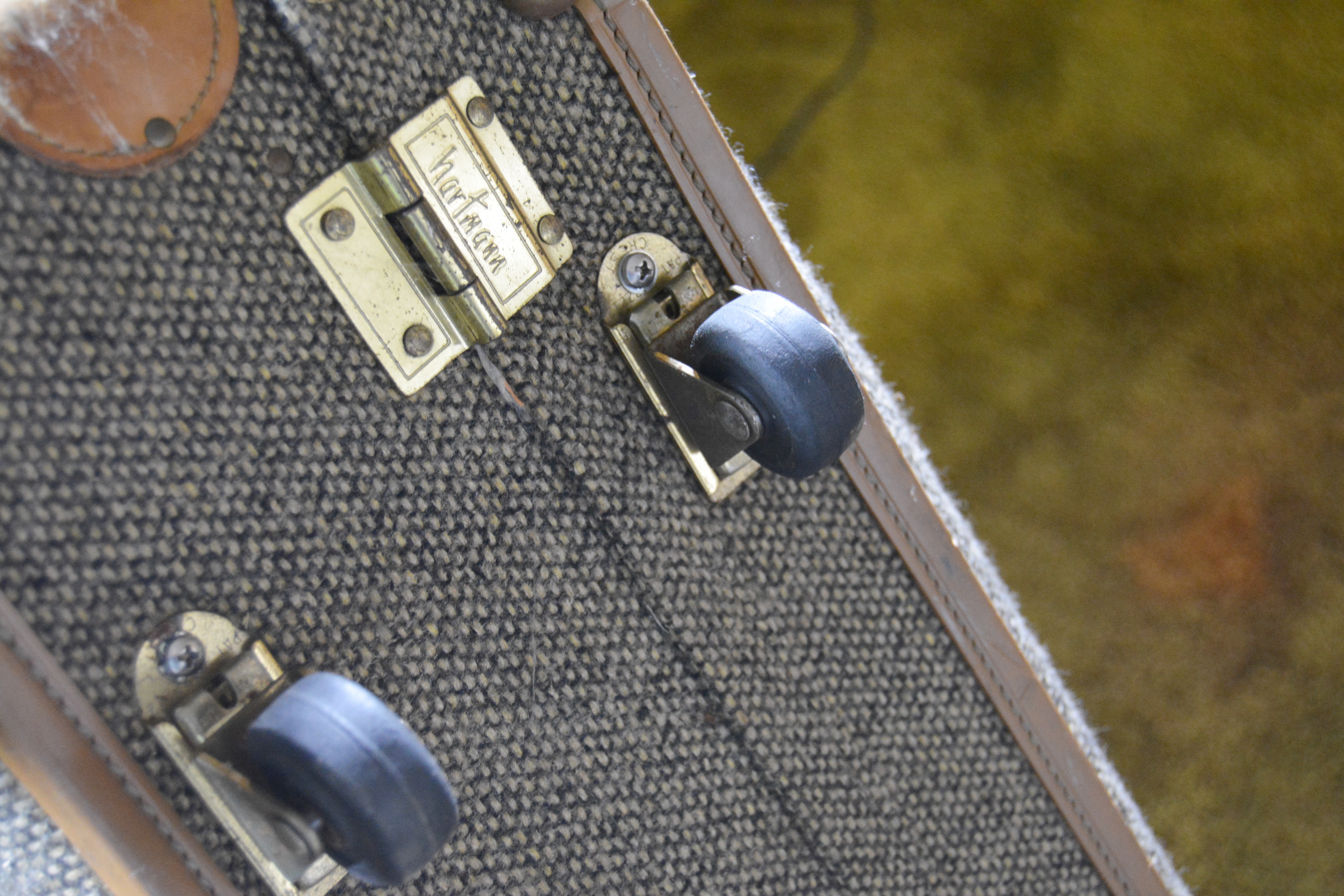 Vintage Hartmann Tweed Wool and Leather Luggage and Carry-On Bag