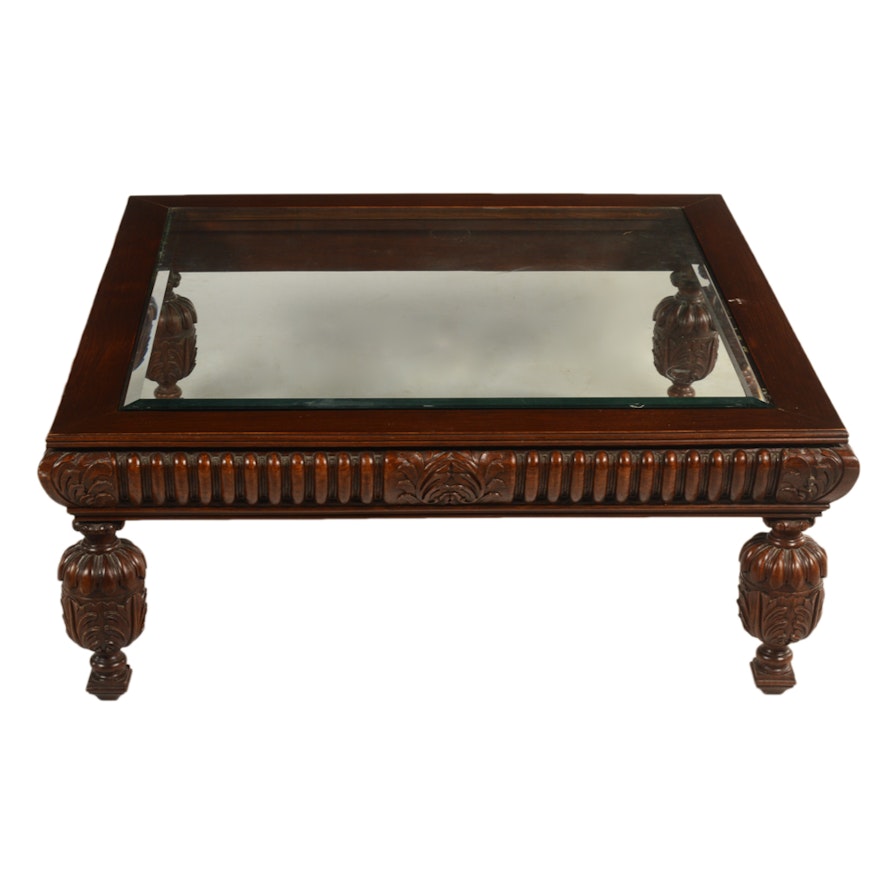 Neoclassical Style Glass Top Coffee Table, Late 20th Century