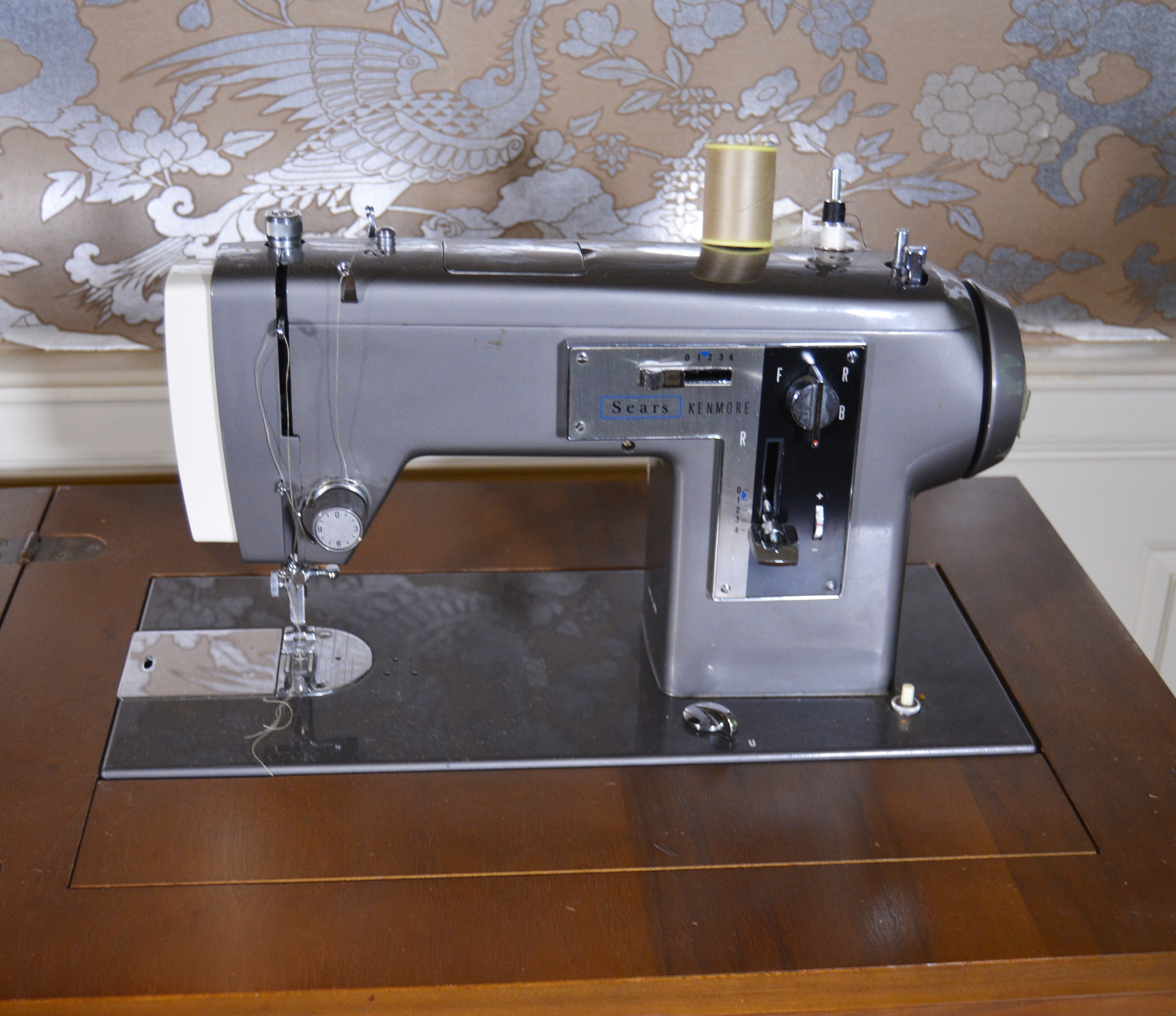 Vintage Sears Kenmore Sewing Machine and Sewing Cabinet