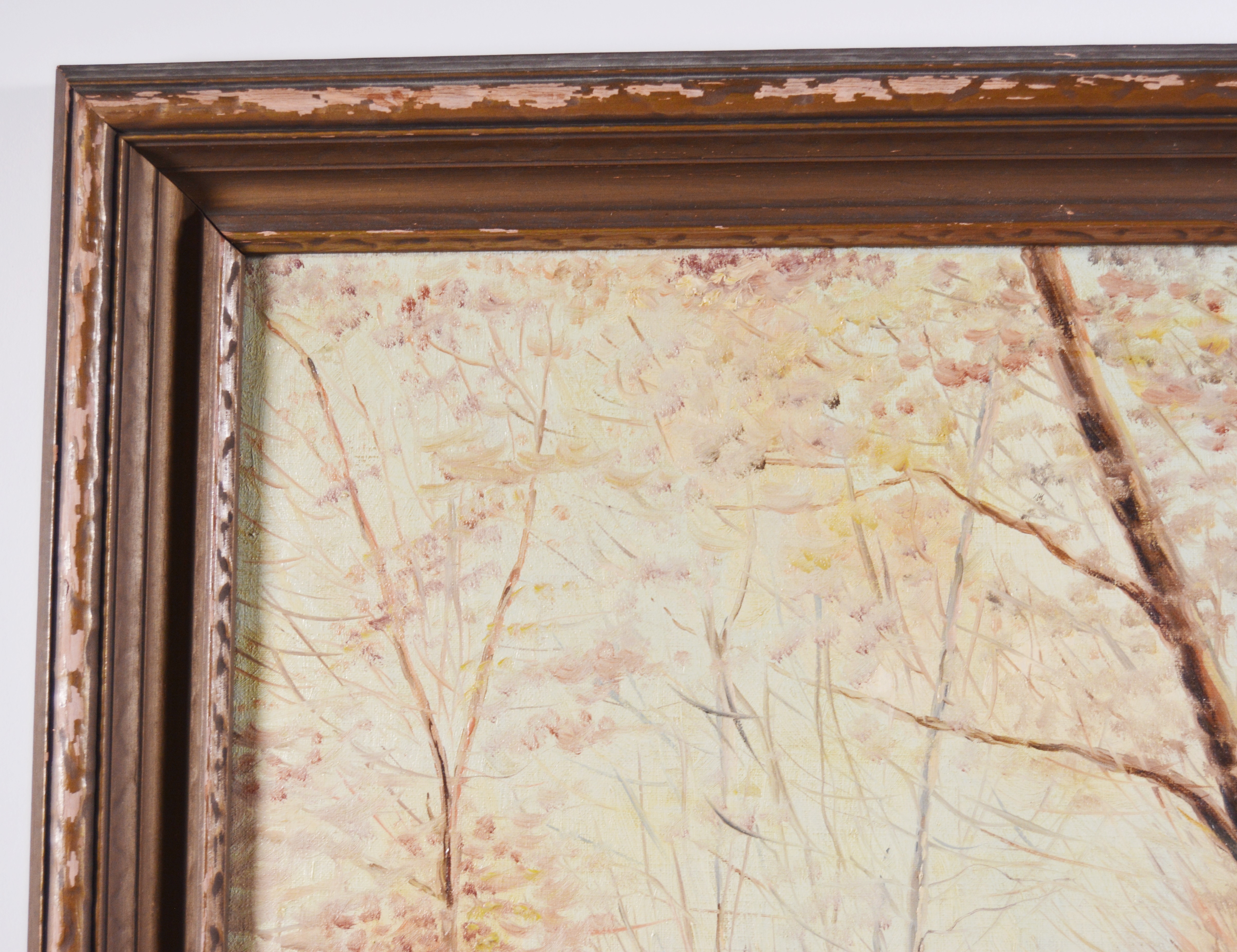 Rudolf Tschudi Oil Painting of Tree Lined Walking Path