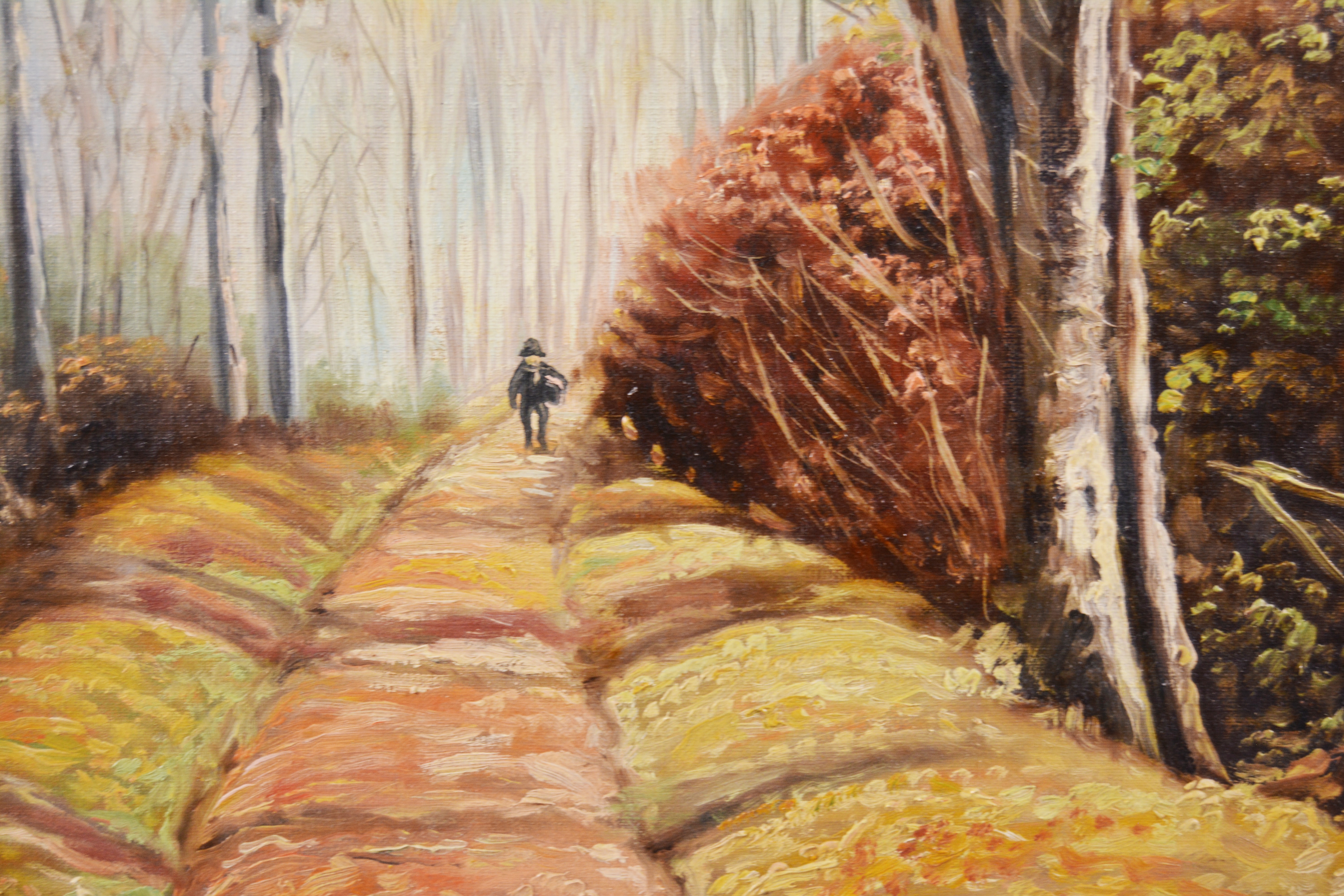 Rudolf Tschudi Oil Painting of Tree Lined Walking Path