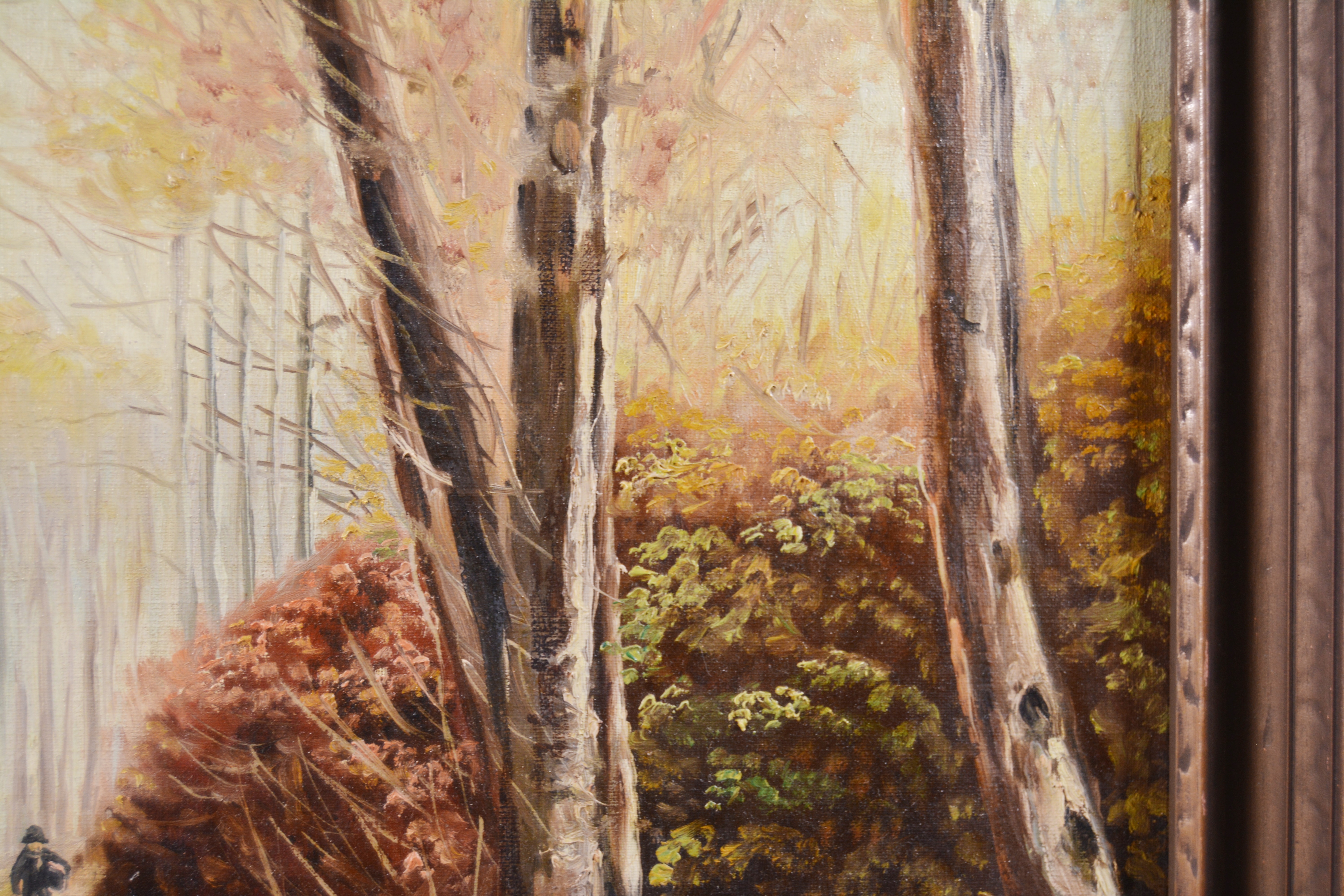 Rudolf Tschudi Oil Painting of Tree Lined Walking Path