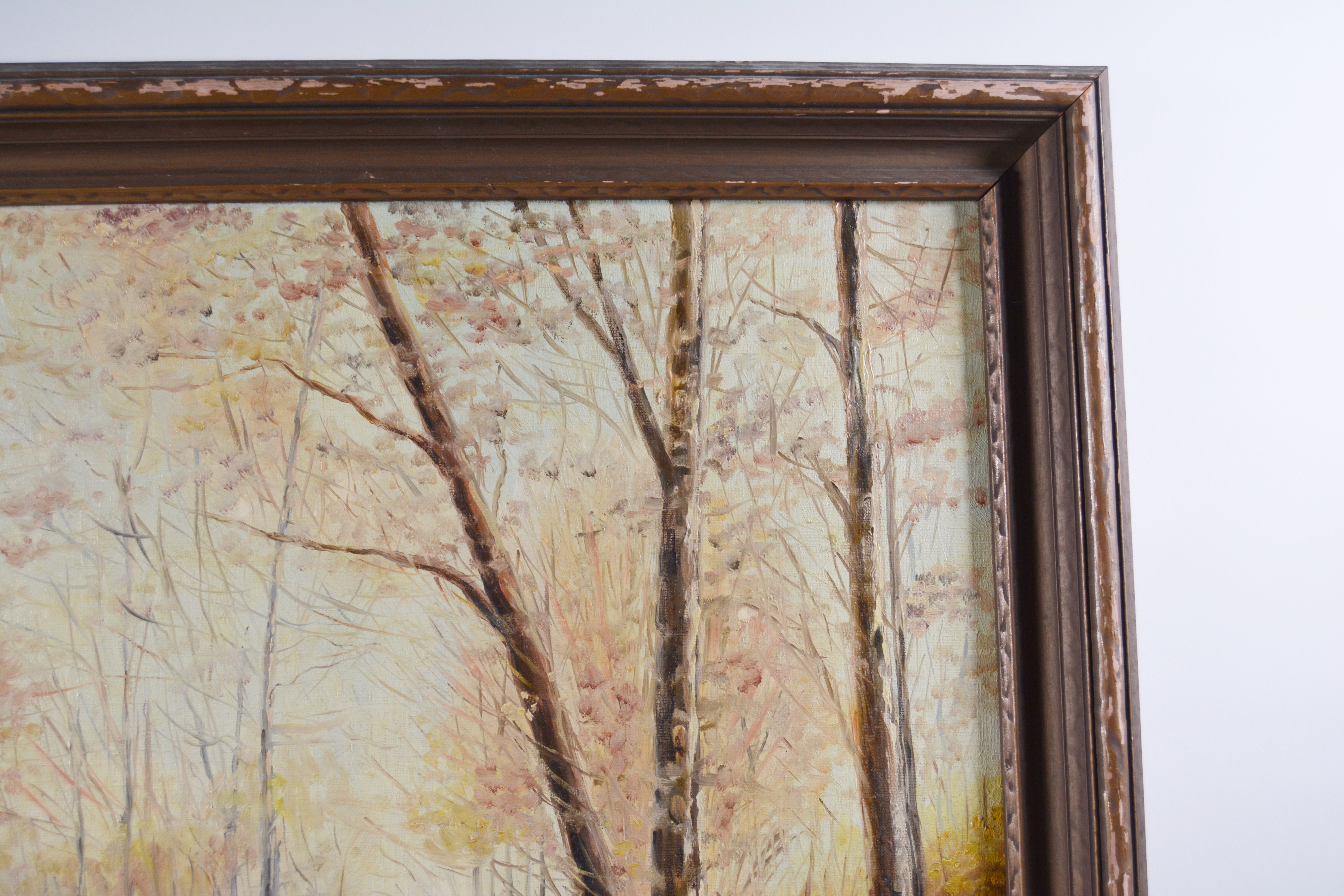 Rudolf Tschudi Oil Painting of Tree Lined Walking Path