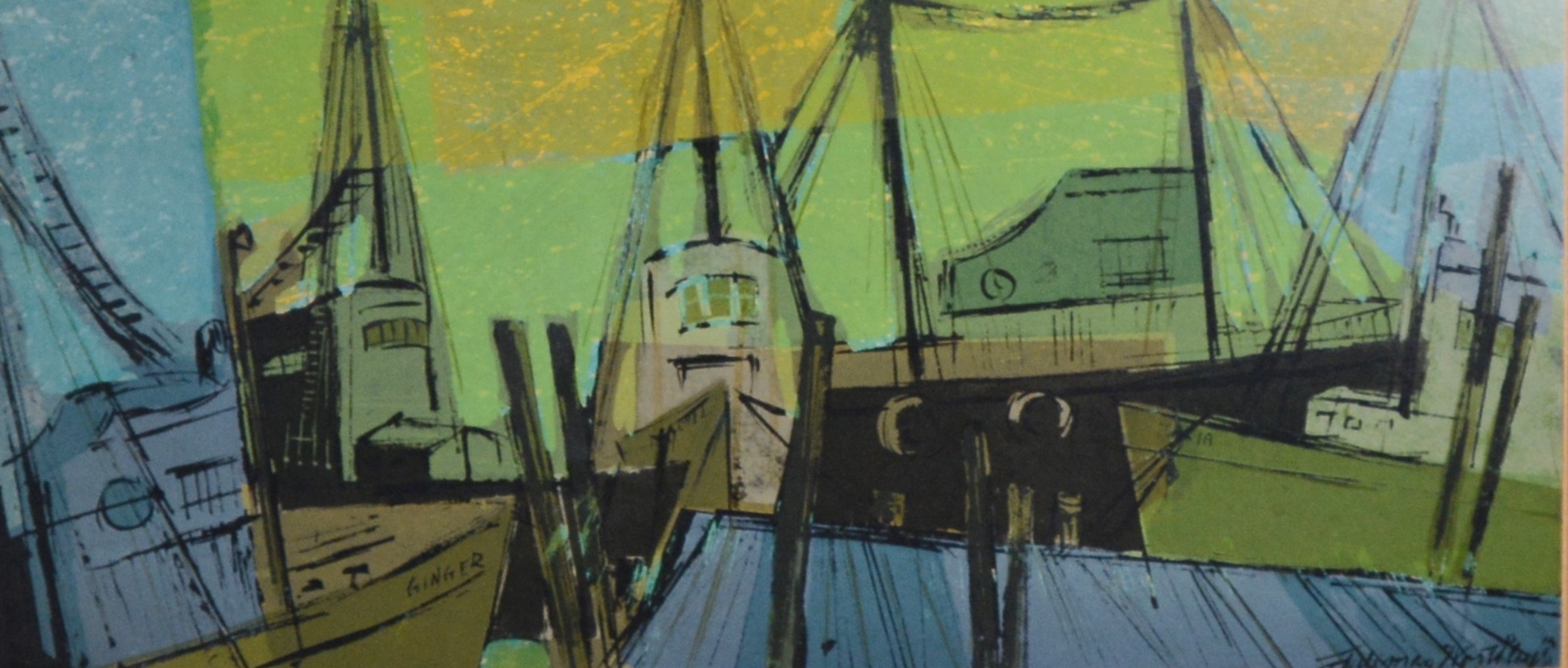 R. Freeman Worthley Serigraph "The Dock"