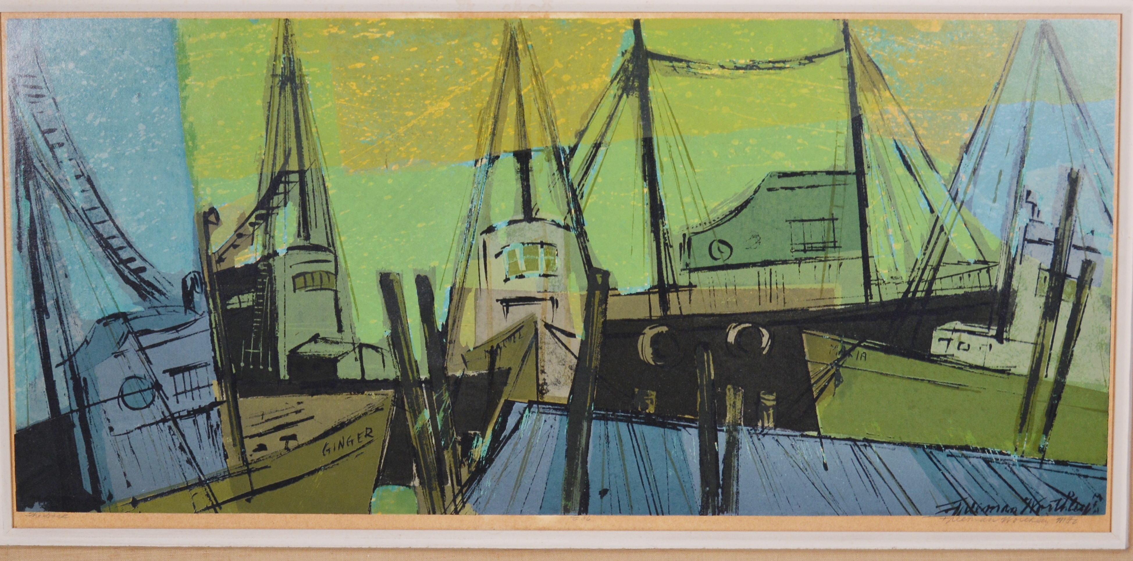 R. Freeman Worthley Serigraph "The Dock"