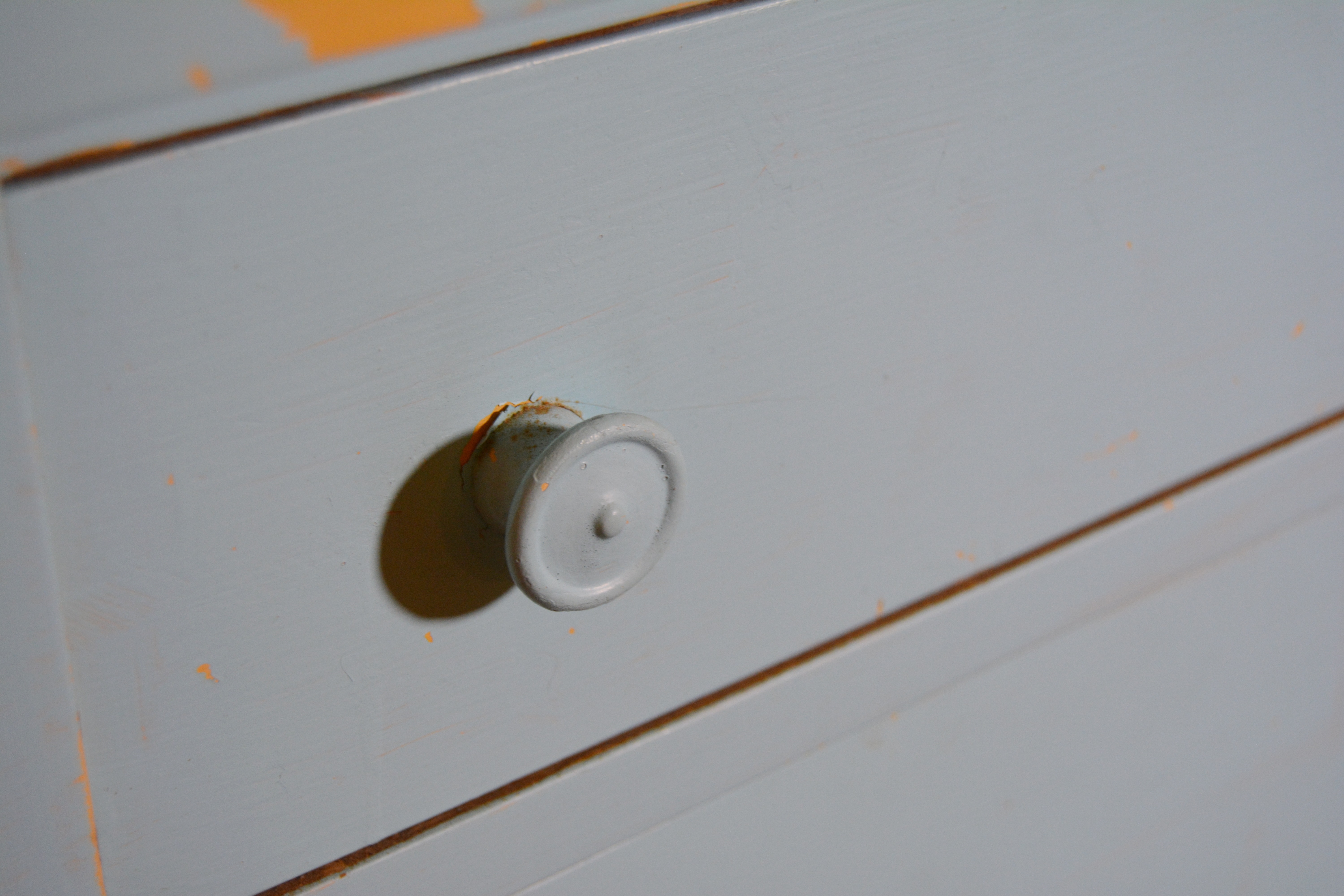 Painted Wooden Chest of Drawers and Mirror, Early 20th Century