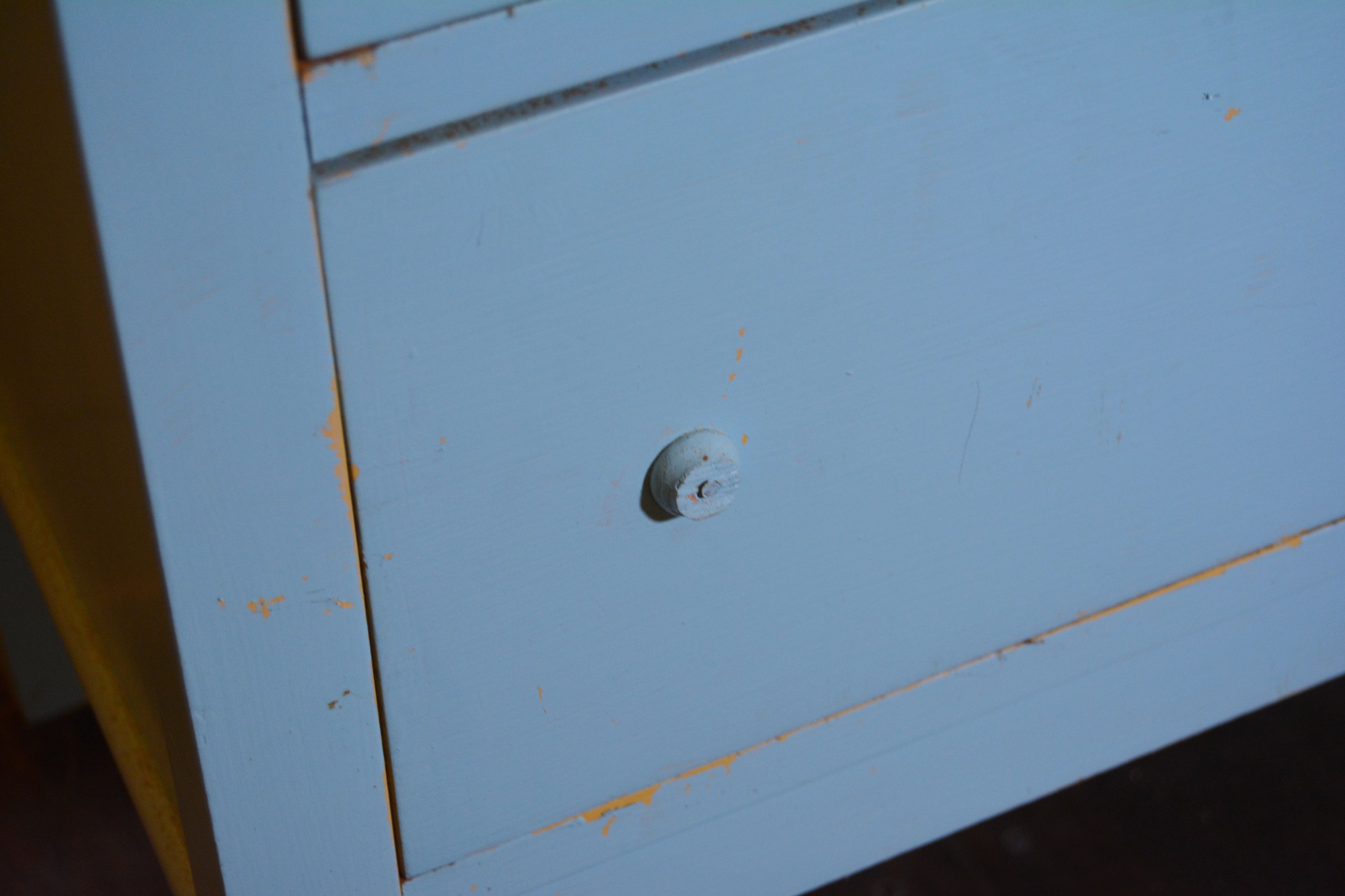Painted Wooden Chest of Drawers and Mirror, Early 20th Century