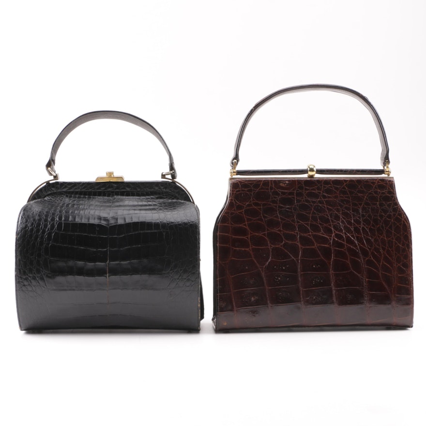 Vintage Dyed Alligator Handbags Including Manon