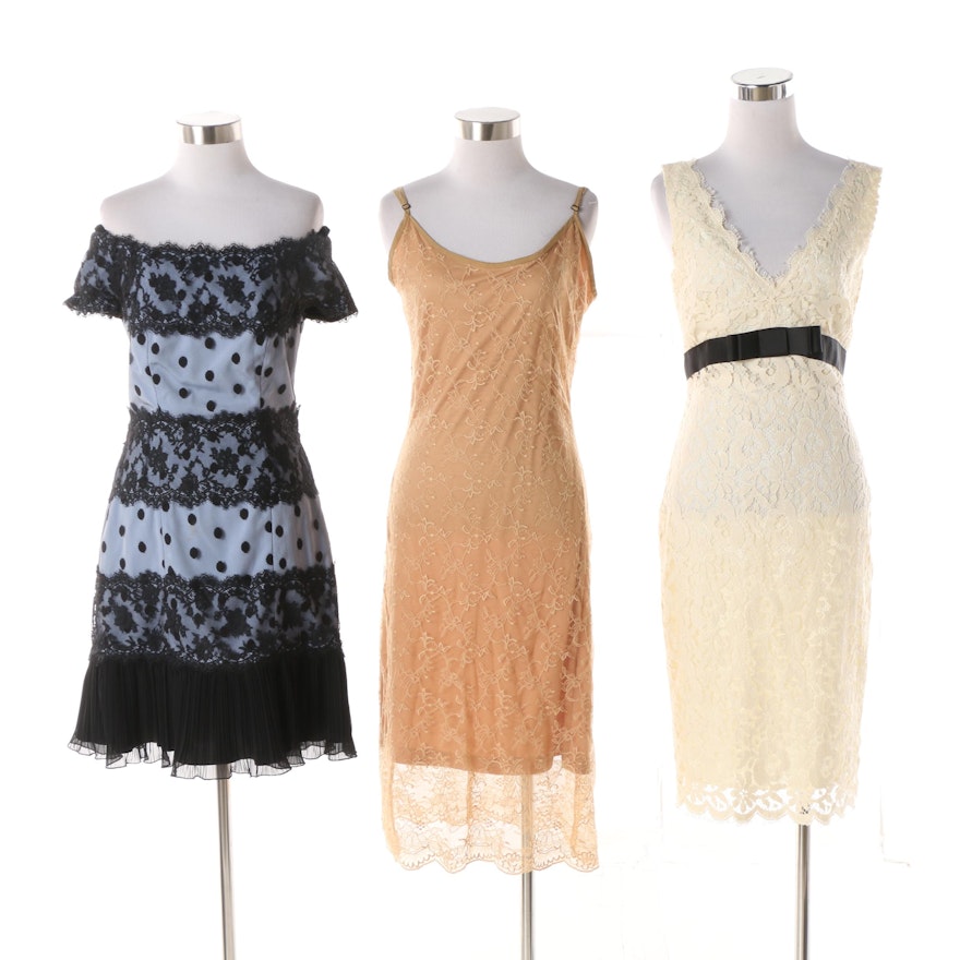 Lace Overlay Dresses Including Liancarlo and Betsey Johnson