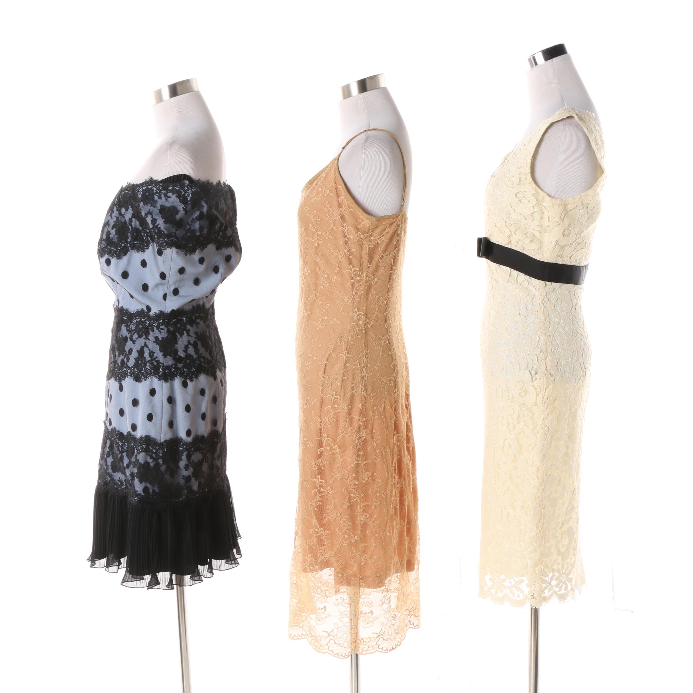 Lace Overlay Dresses Including Liancarlo and Betsey Johnson