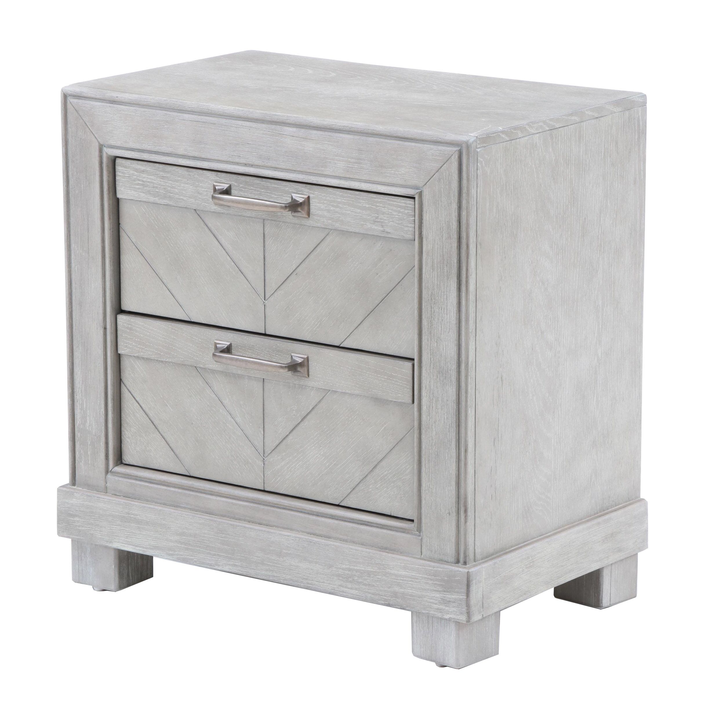 Grey Wood Grain Patterned Nightstand