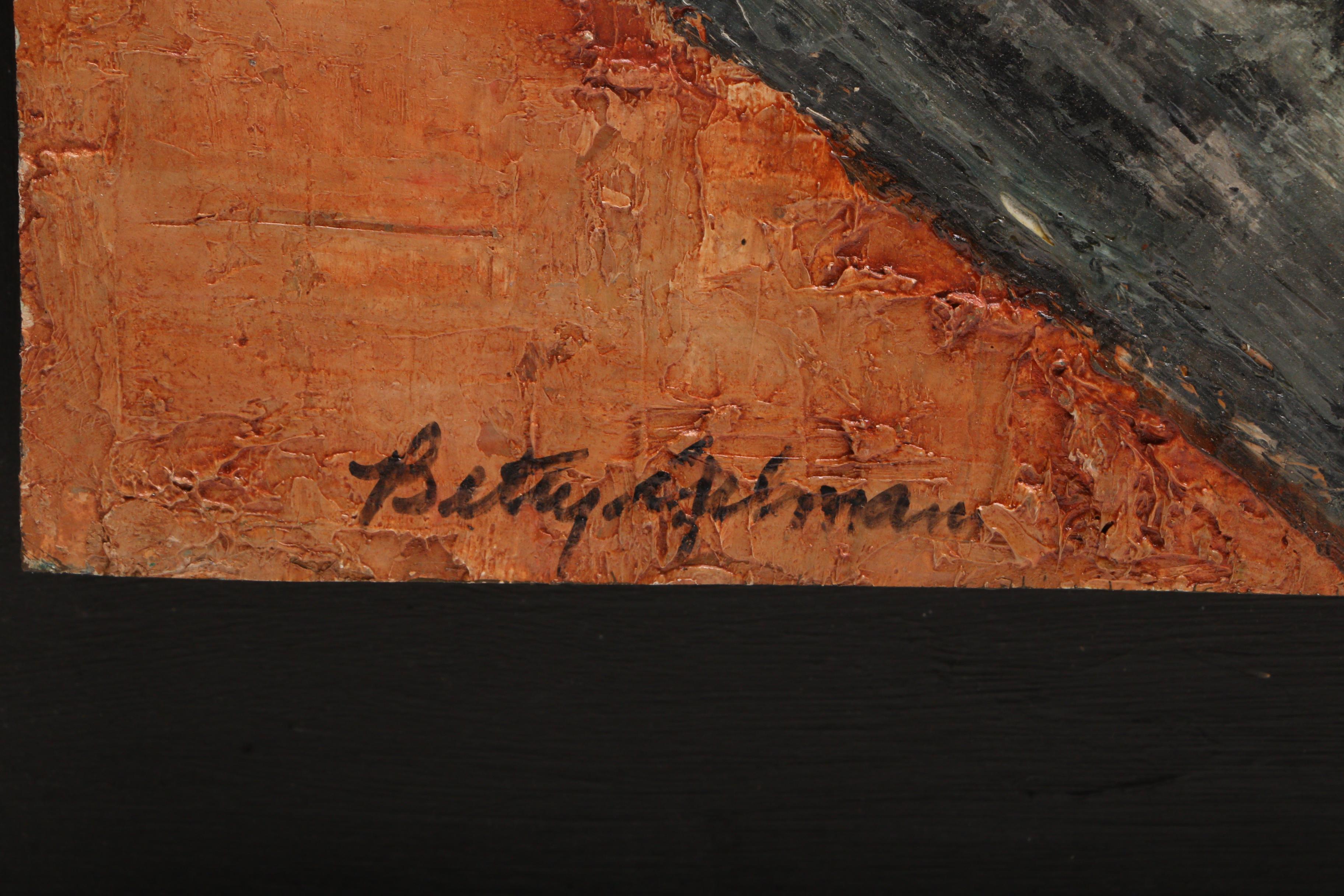 Betty Gelman Mid-Century Oil Painting Geometric Abstract Composition