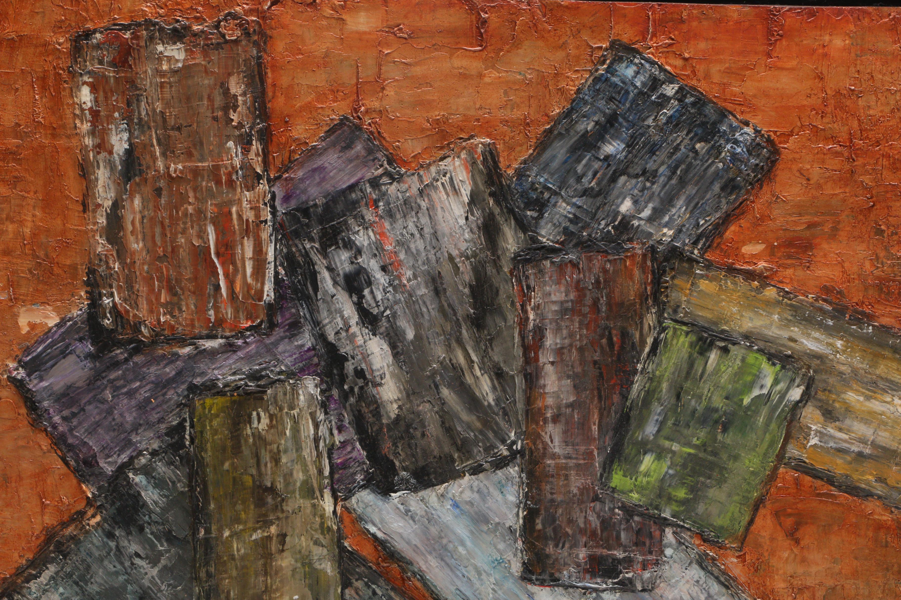 Betty Gelman Mid-Century Oil Painting Geometric Abstract Composition