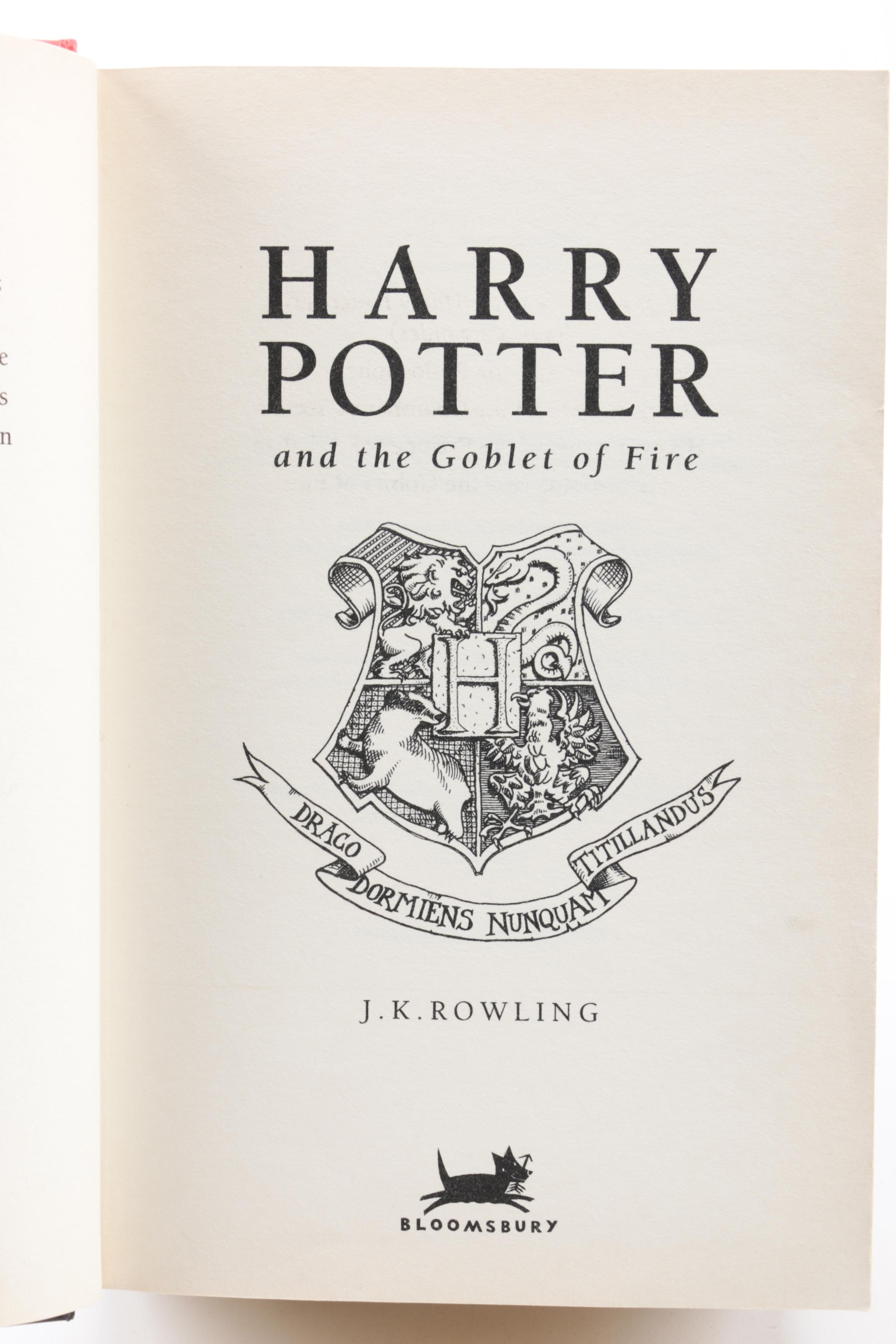 First UK Edition "Harry Potter and the Goblet of Fire" by J.K. Rowling