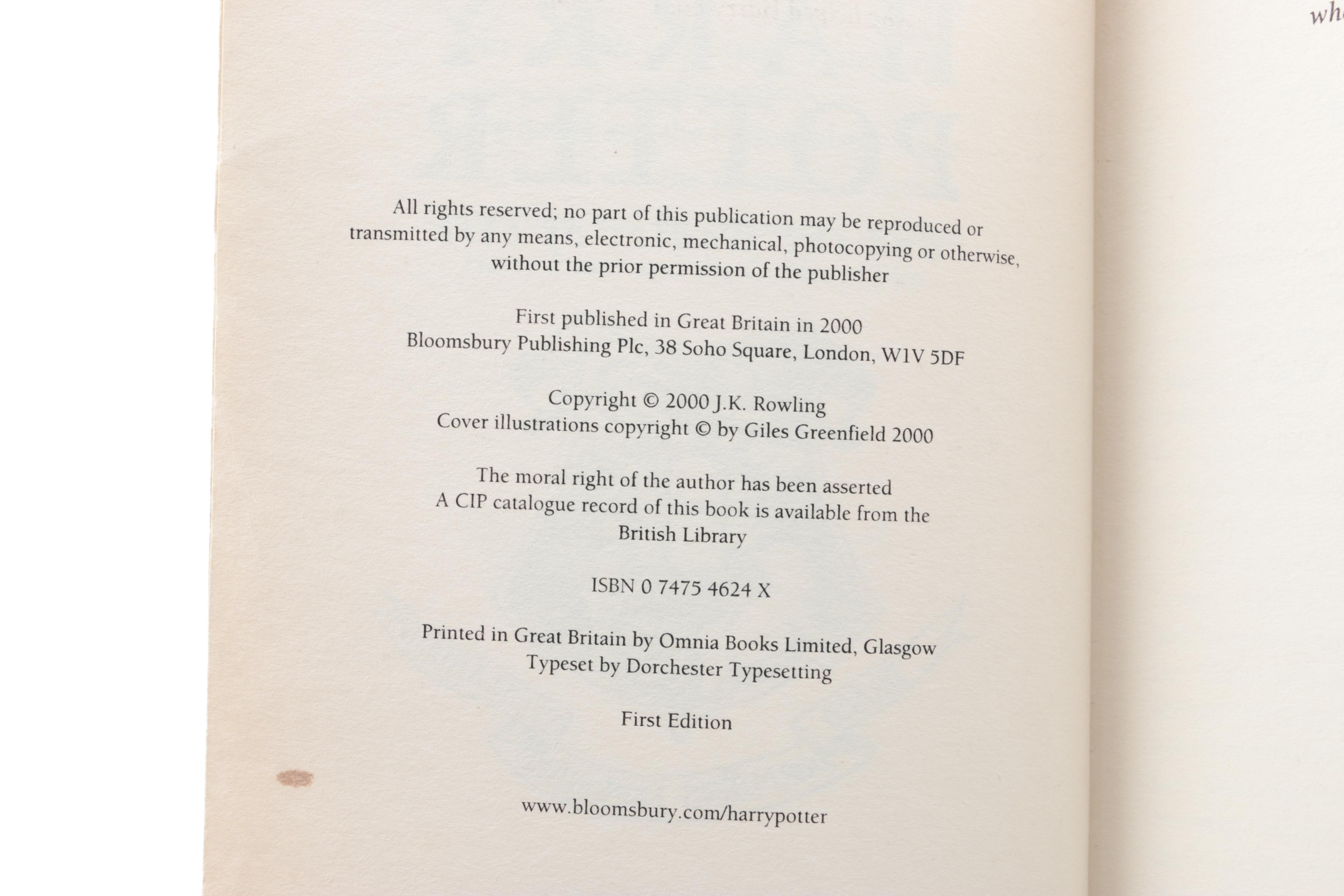 First UK Edition "Harry Potter and the Goblet of Fire" by J.K. Rowling