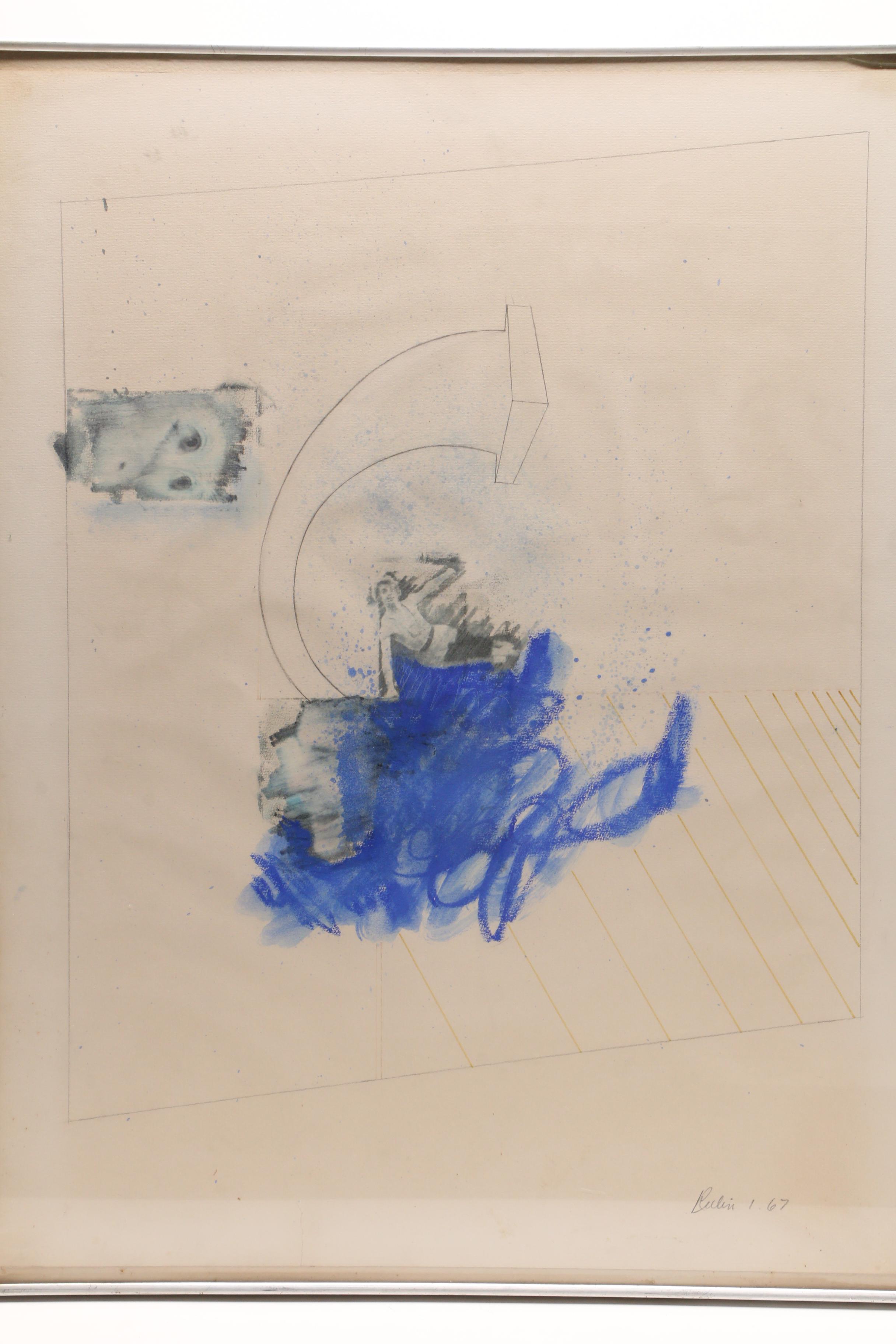 Al Rubin 1967 Mixed Media Drawing "Reflections of Being"