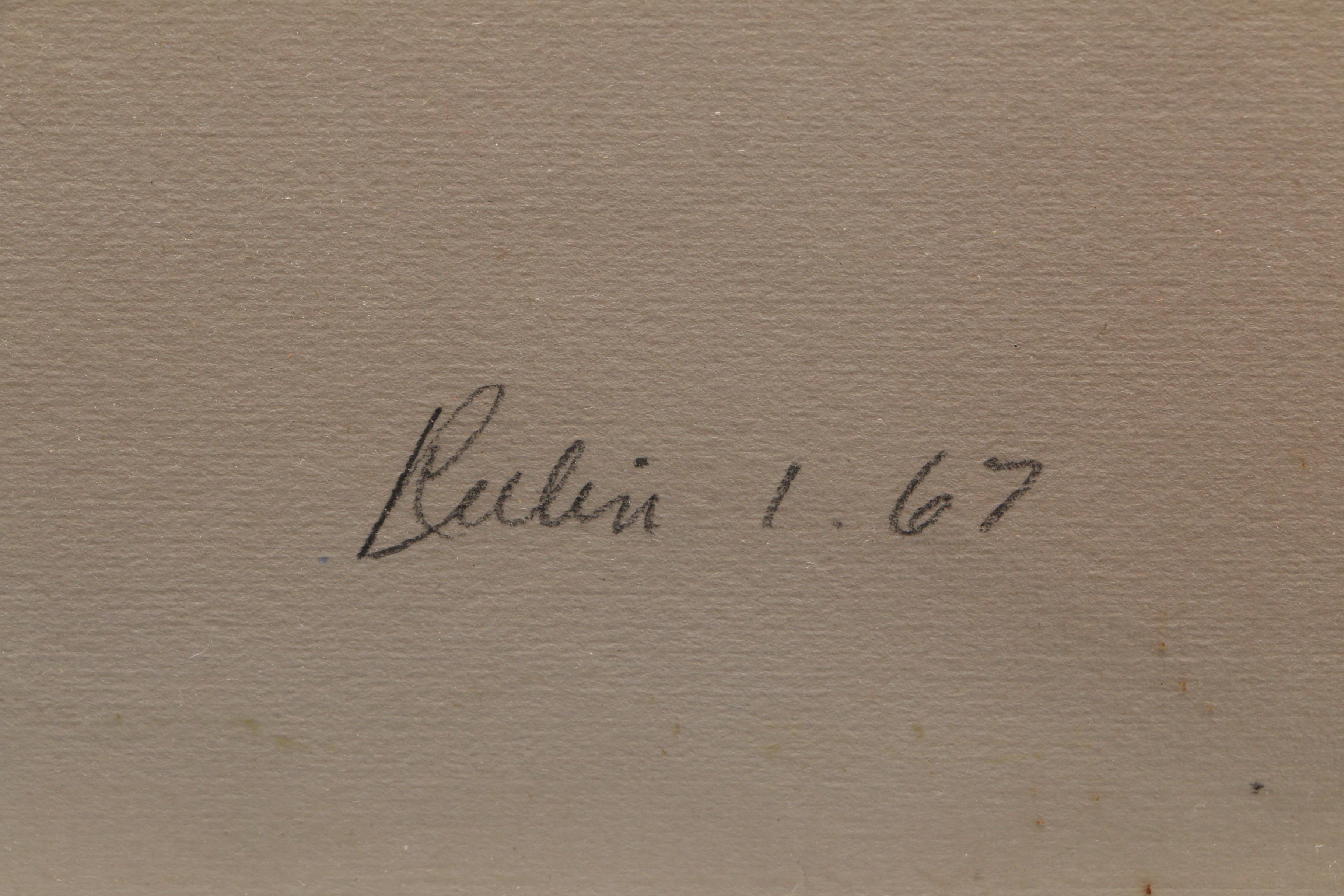 Al Rubin 1967 Mixed Media Drawing "Reflections of Being"