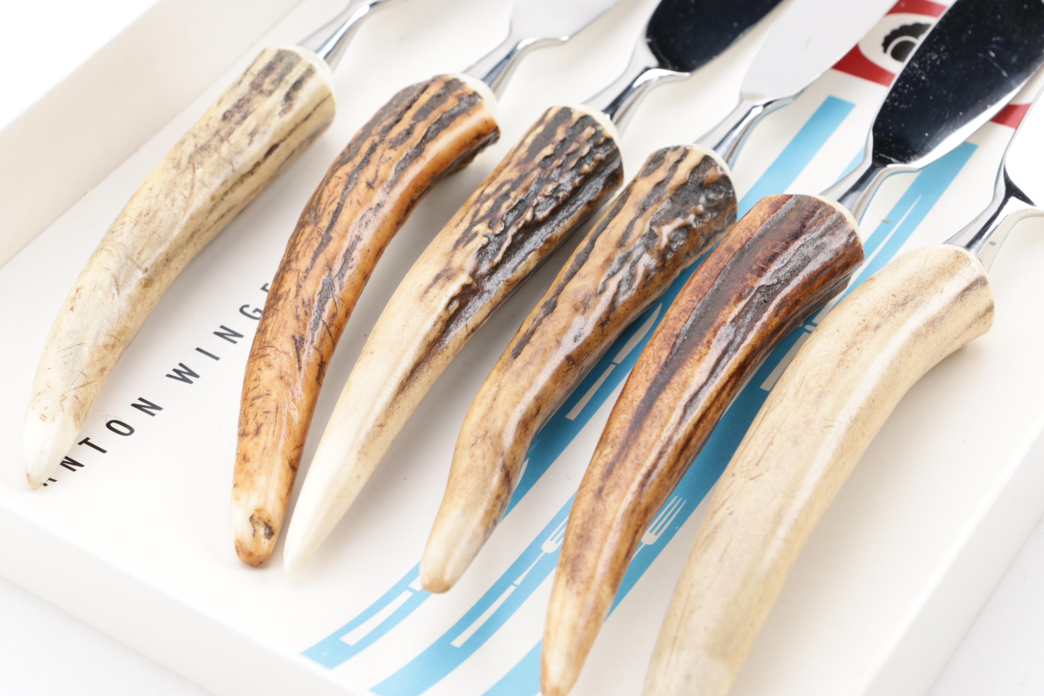 Anton Wingen Jr. "Othello" German Stag Handled Stainless Steel Steak Knife Set