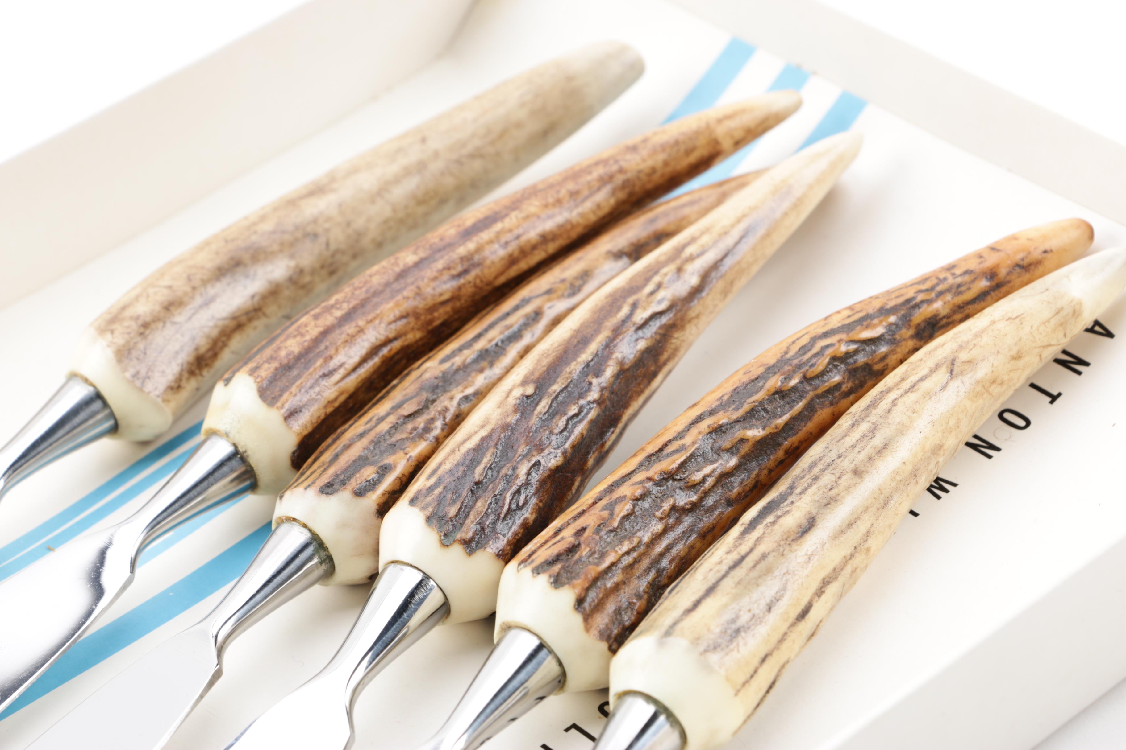 Anton Wingen Jr. "Othello" German Stag Handled Stainless Steel Steak Knife Set