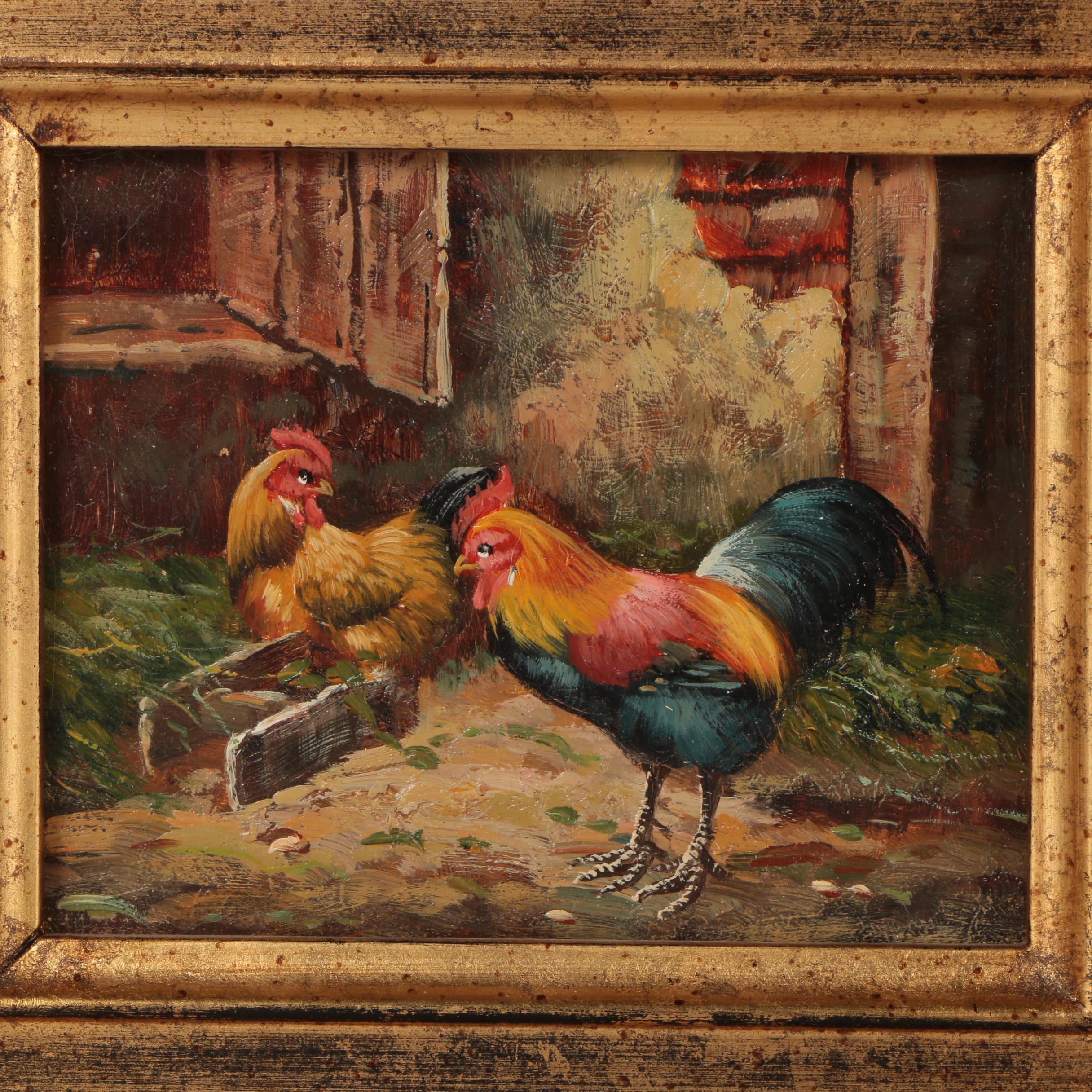 Oil Paintings of Chickens and Roosters
